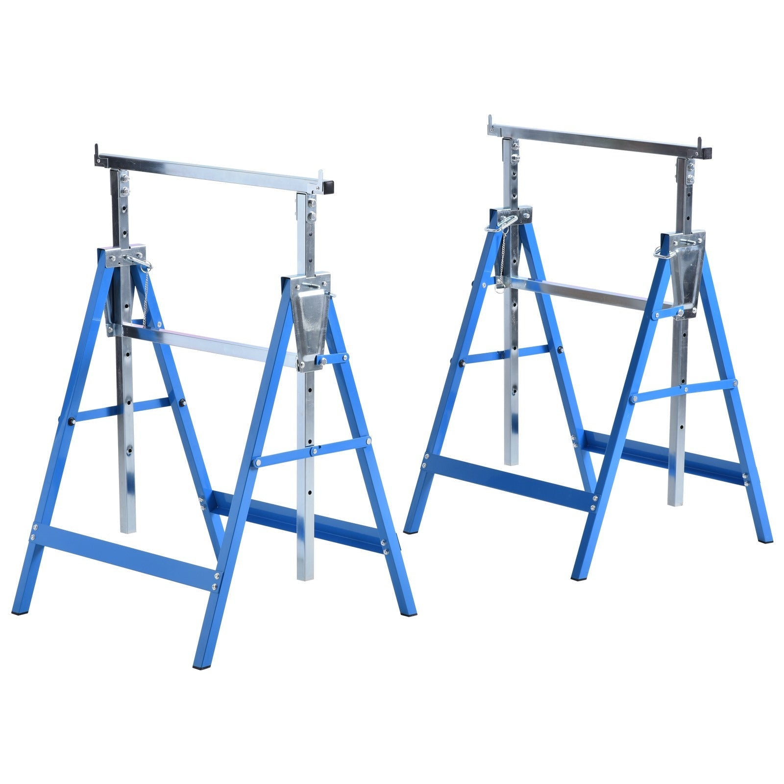 EASYCOMFORT Set of 2 Folding Telescopic Work Trestles in Steel Tubes 68 x 58 x 80