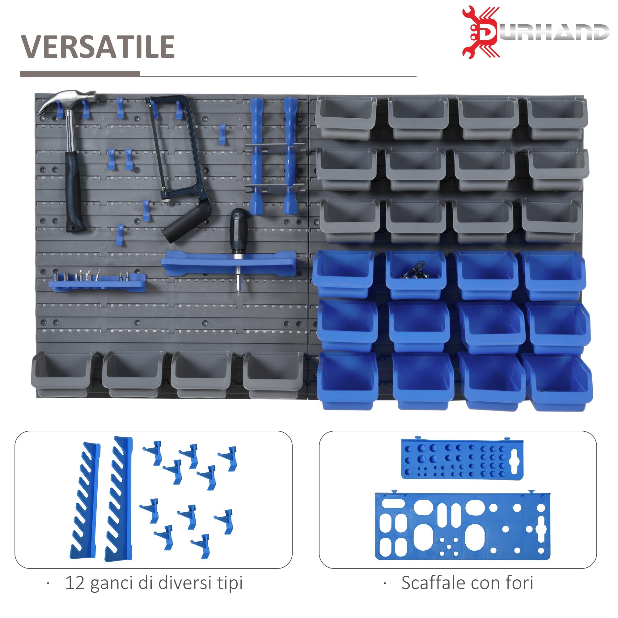EasyComfort 44-delig gereedschapsbord met verstelbare bakken, 54x22x95 cm