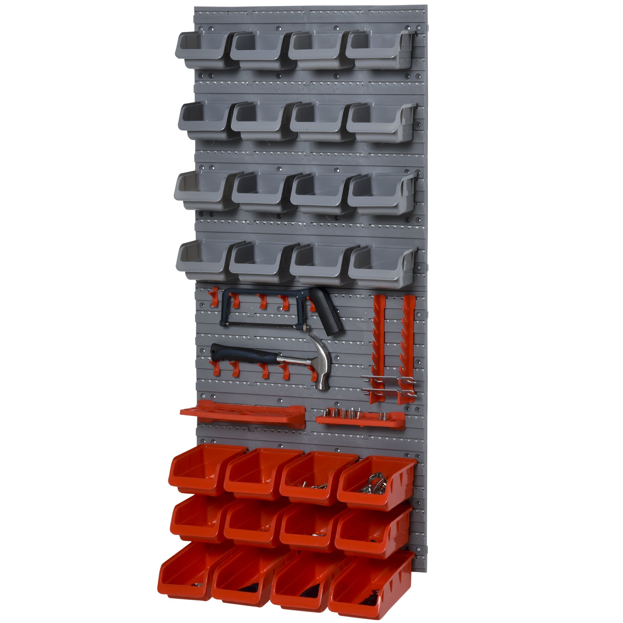 EASYCOMFORT 44PCS Adjustable and Removable Tool Container Boxes, Wall Mounted, PP, Red Grey, 54x22x95cm