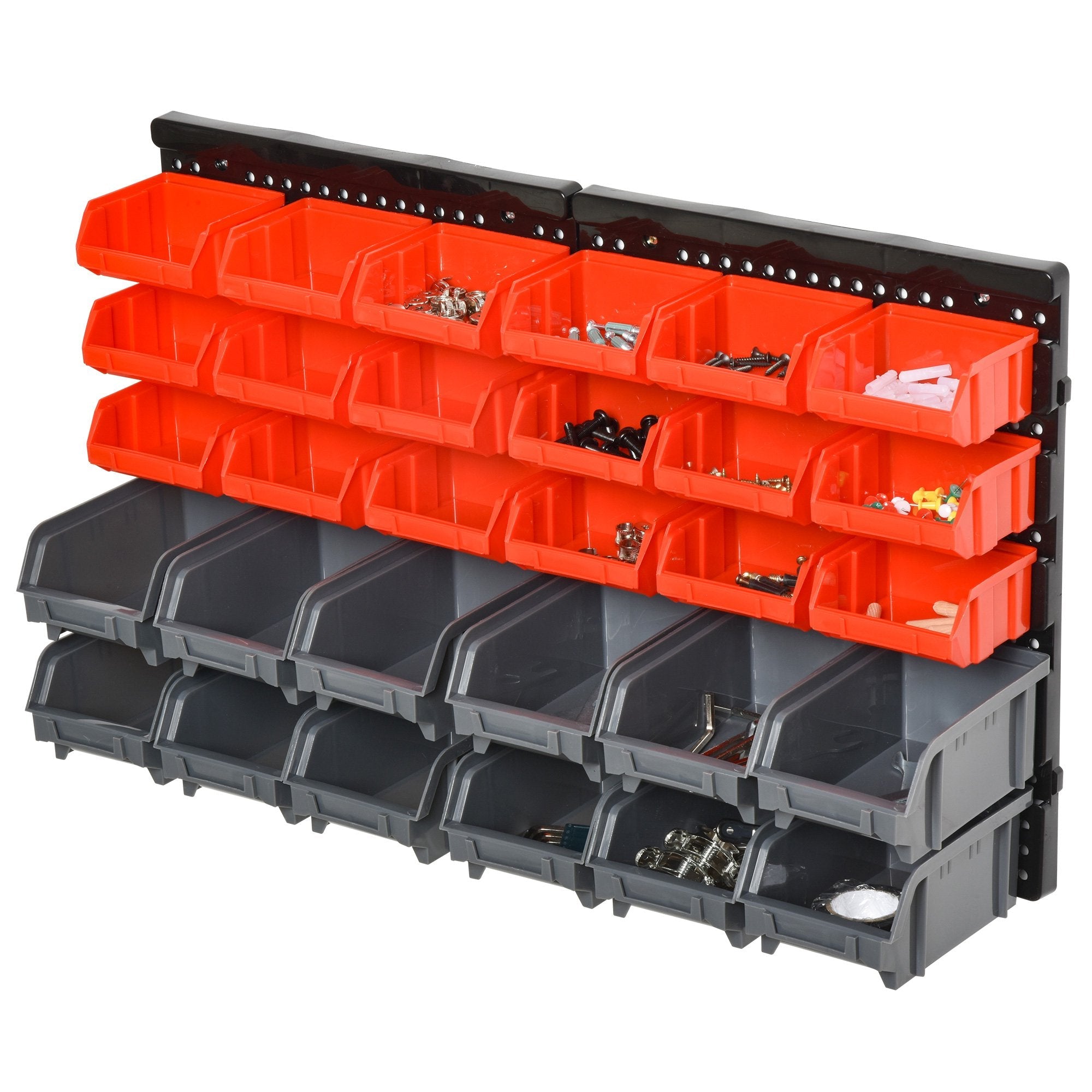 EASYCOMFORT Tool Holder Panel with 30 Adjustable and Removable Containers, Wall Mounting, PP, Red Gray Black, 37.5x18x63cm