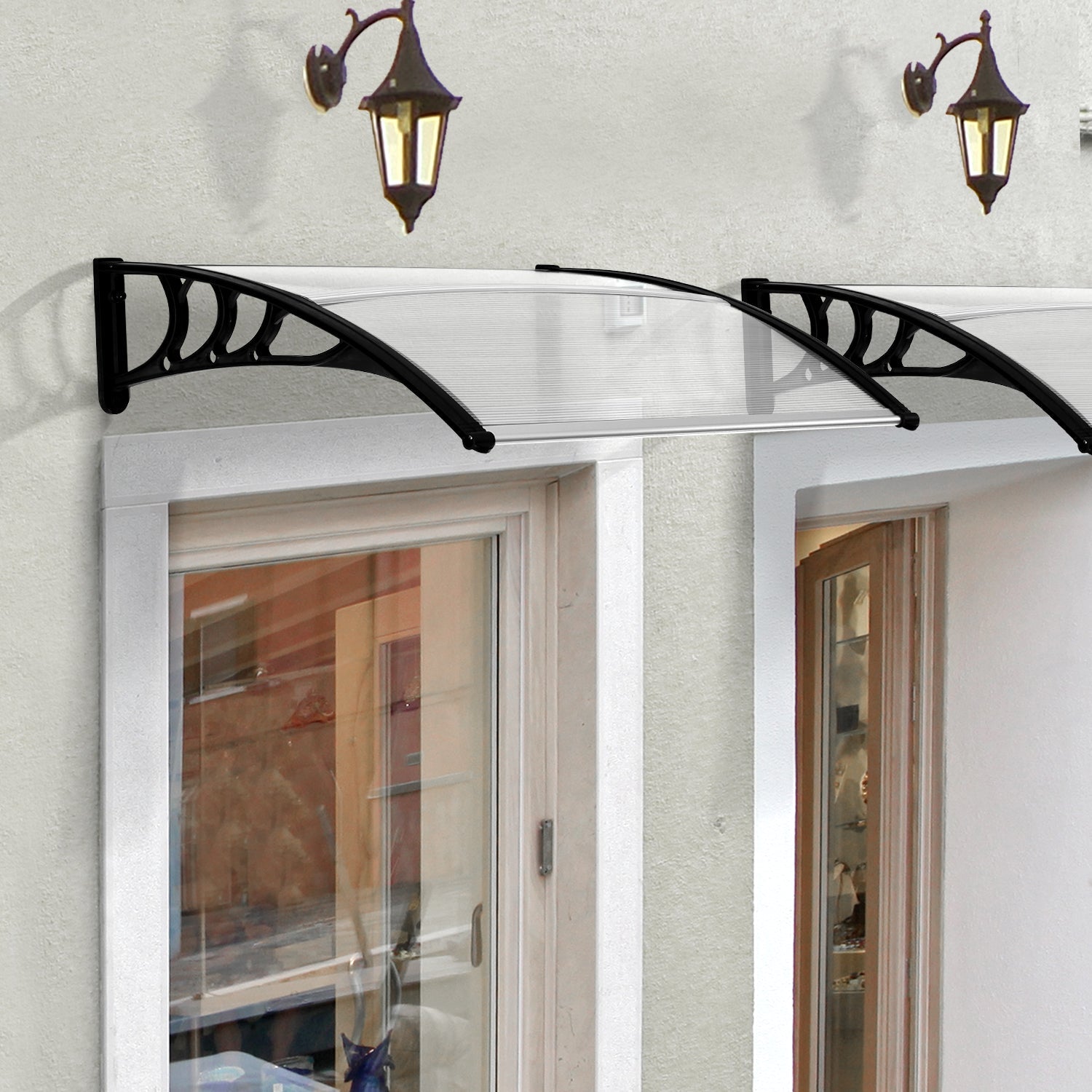 EASYCOMFORT Waterproof and Anti-UV Shelter for Door or Window in Polycarbonate 75 x 120 x 23 cm
