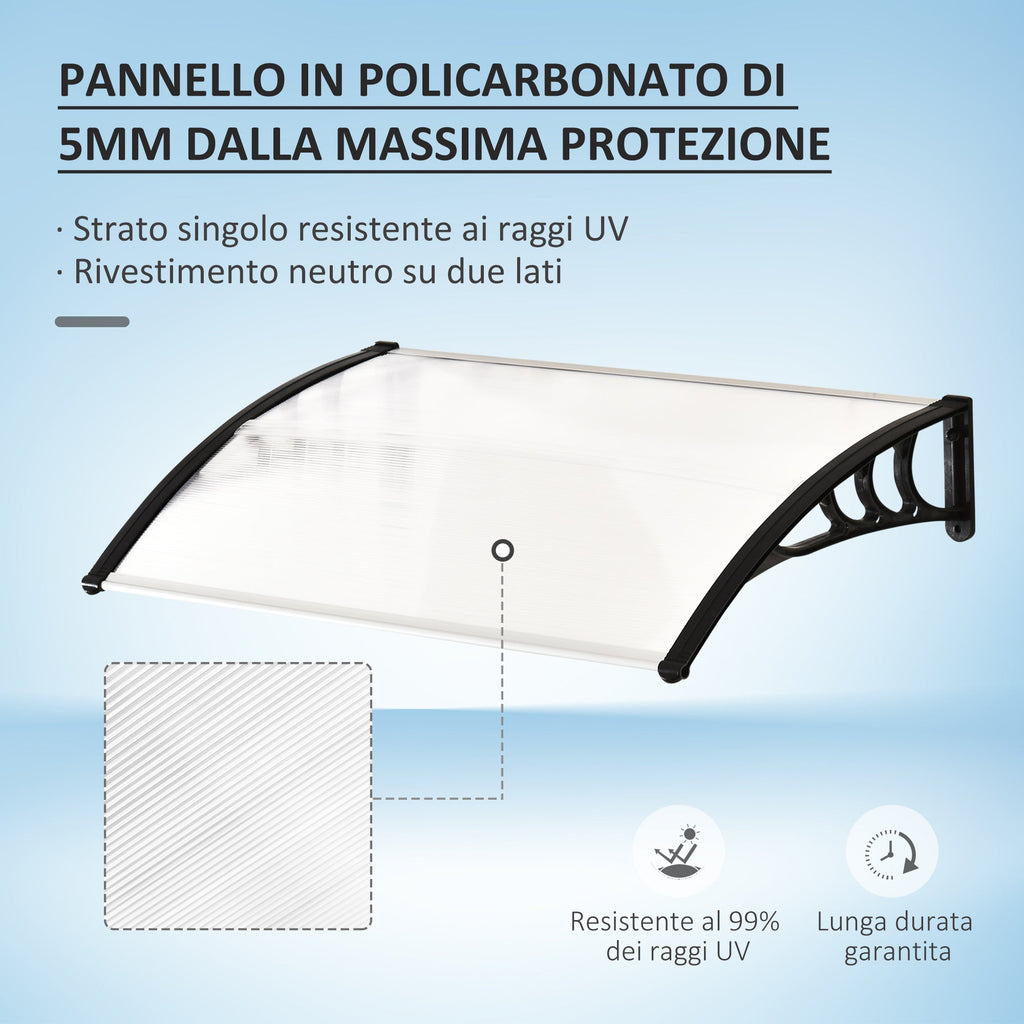 EASYCOMFORT Waterproof and Anti-UV Shelter for Door or Window in Polycarbonate 75 x 120 x 23 cm