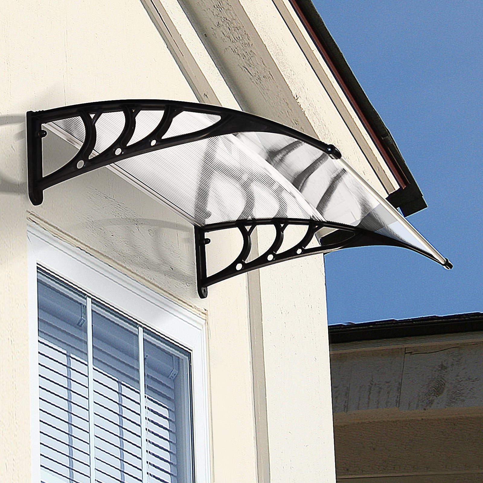 EASYCOMFORT Waterproof and Anti-UV Shelter for Door or Window in Polycarbonate 75 x 120 x 23 cm