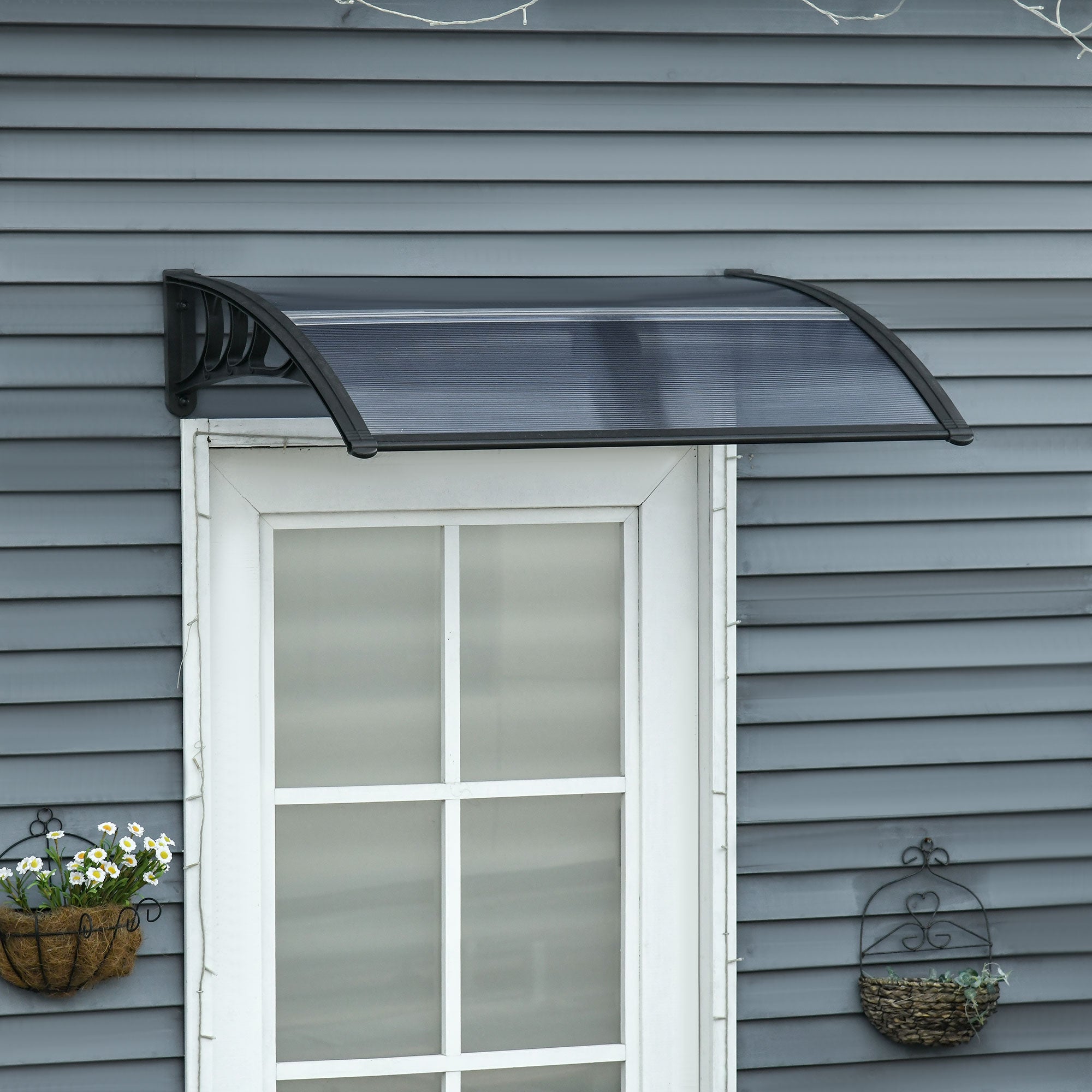 EASYCOMFORT Outdoor Anti-UV Polycarbonate Canopy for Doors and Windows, 100x80cm