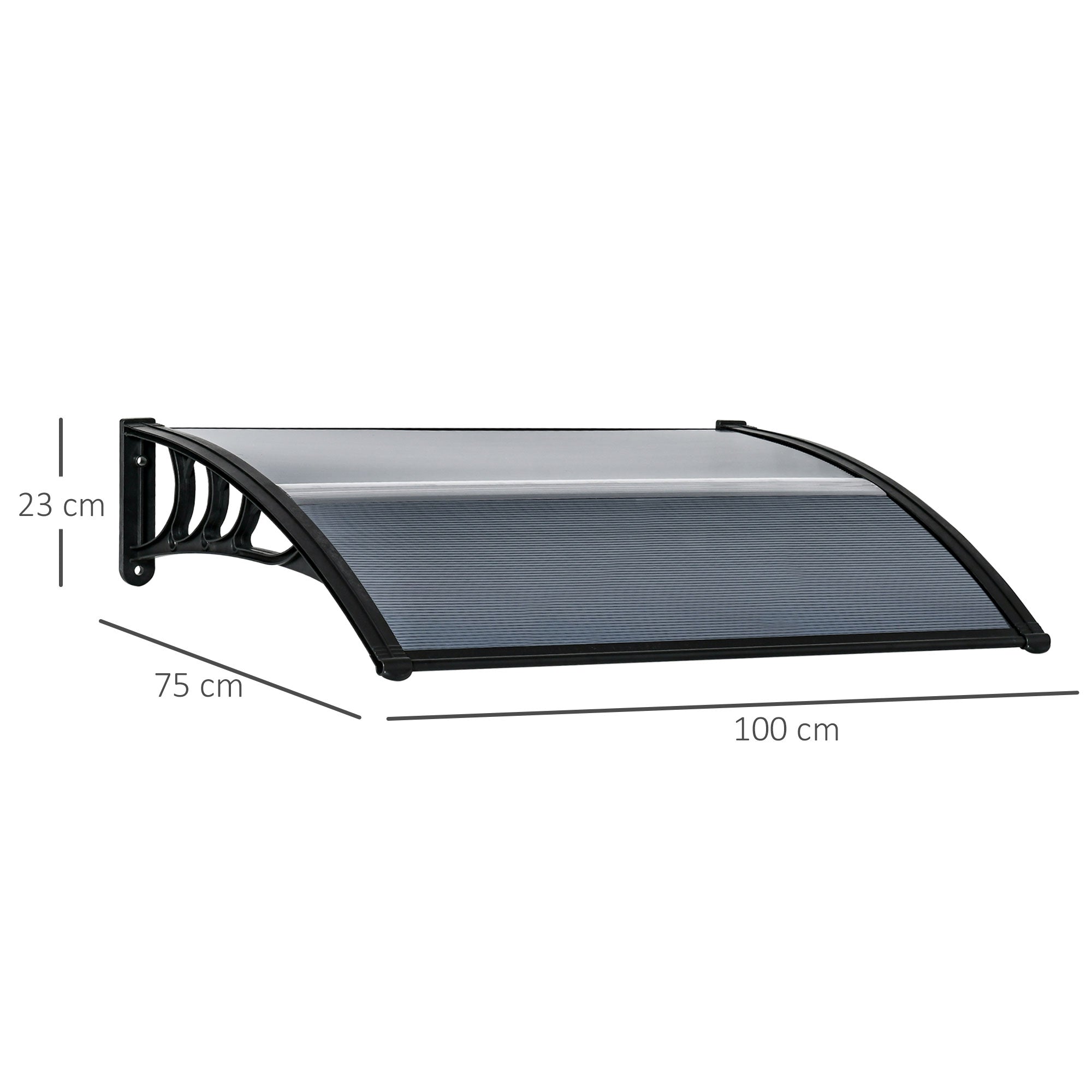 EASYCOMFORT Outdoor Anti-UV Polycarbonate Canopy for Doors and Windows, 100x80cm