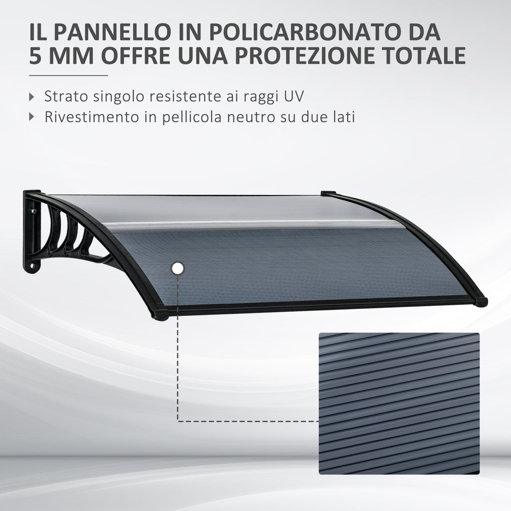 EASYCOMFORT Outdoor Anti-UV Polycarbonate Canopy for Doors and Windows, 100x80cm