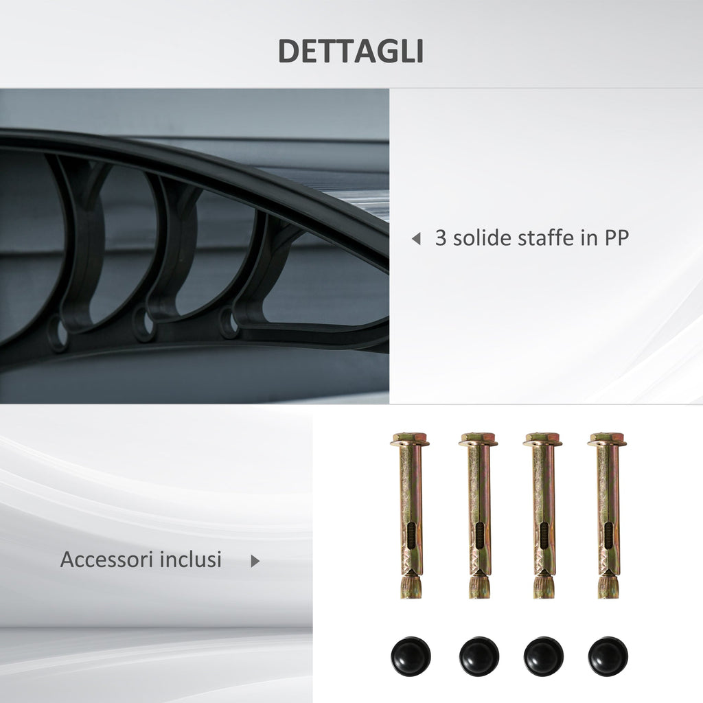 EASYCOMFORT Outdoor Anti-UV Polycarbonate Canopy for Doors and Windows, 100x80cm