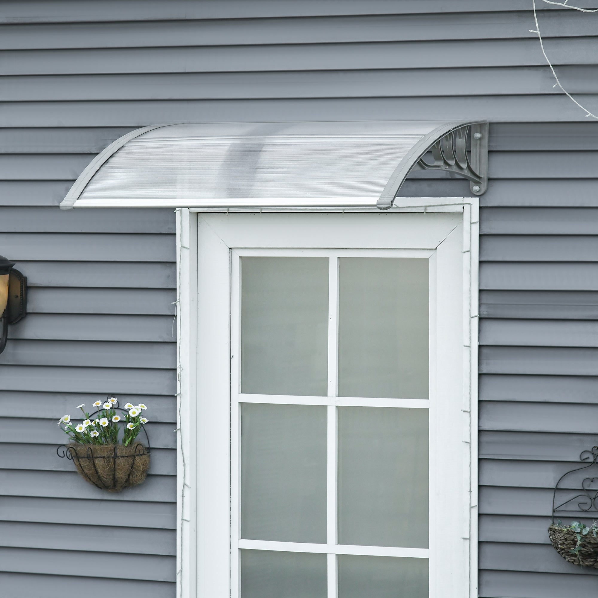EASYCOMFORT Outdoor Anti-UV Polycarbonate Canopy for Doors and Windows, 100x80cm