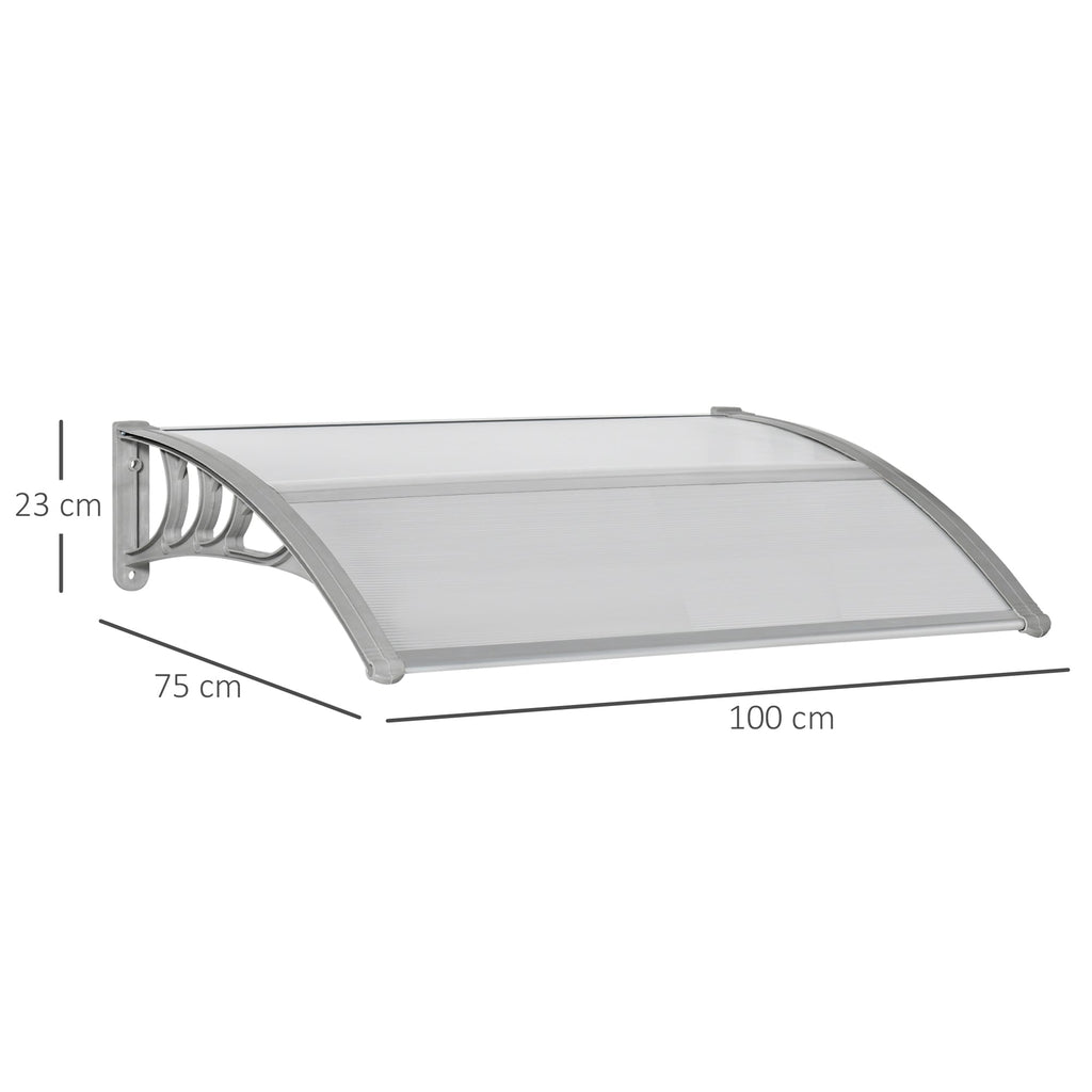 EASYCOMFORT Outdoor Anti-UV Polycarbonate Canopy for Doors and Windows, 100x80cm