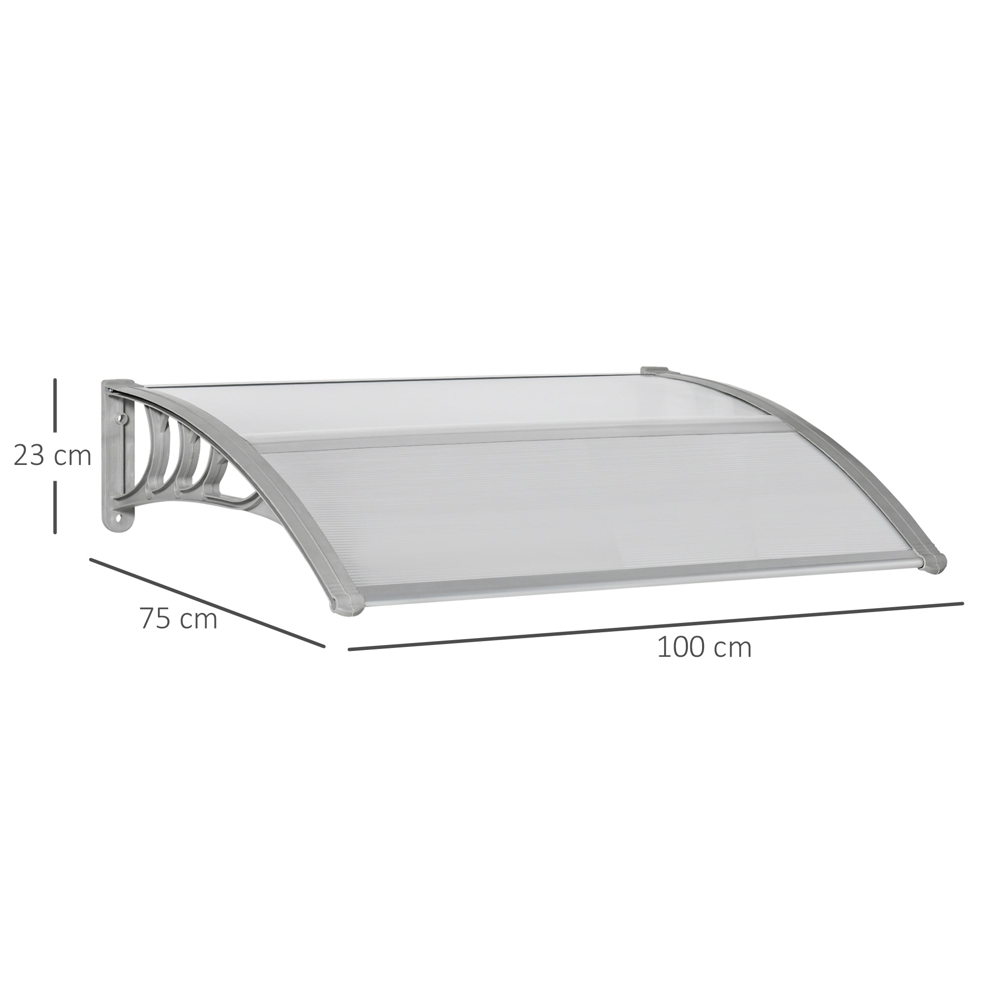 EASYCOMFORT Outdoor Anti-UV Polycarbonate Canopy for Doors and Windows, 100x80cm