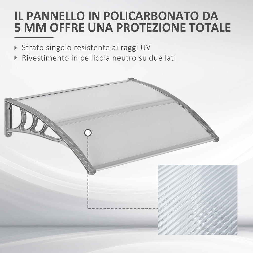 EASYCOMFORT Outdoor Anti-UV Polycarbonate Canopy for Doors and Windows, 100x80cm