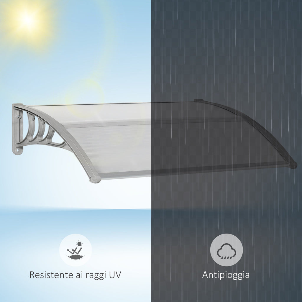 EASYCOMFORT Outdoor Anti-UV Polycarbonate Canopy for Doors and Windows, 100x80cm