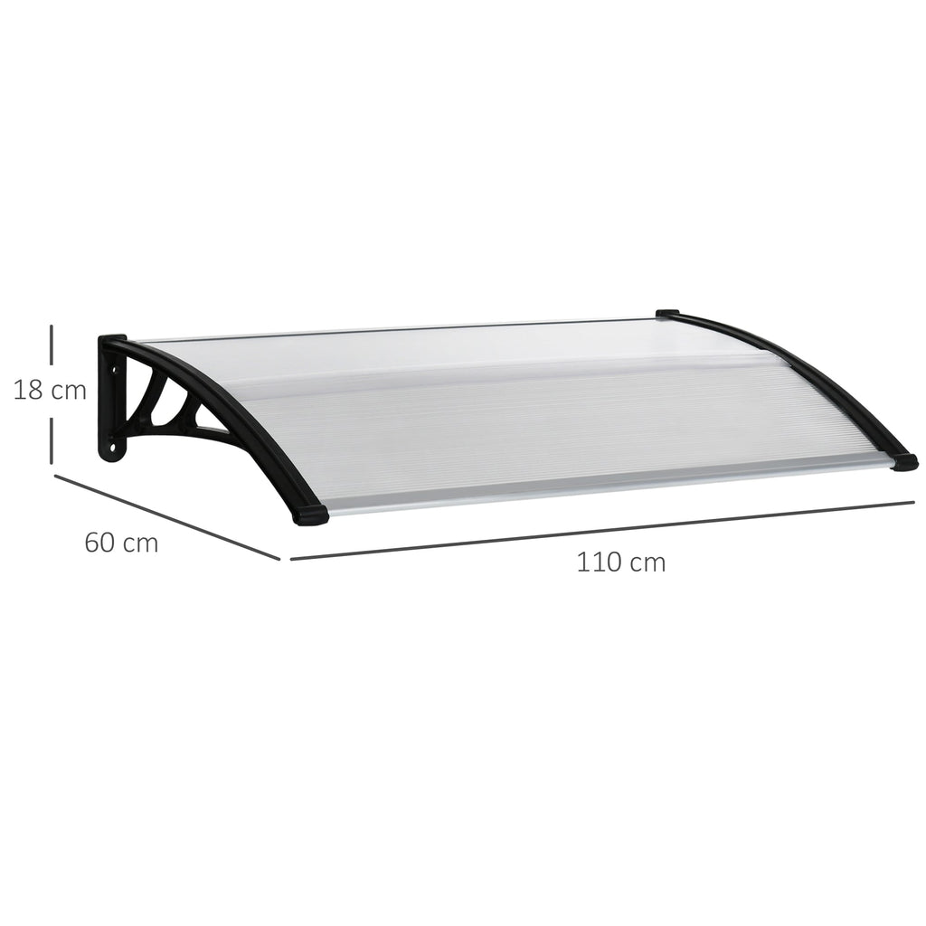 Easycomfort Pensilina da Esterno per Finestre e Porte, in Policarbonato e Alluminio, 110x60x18cm - Trasparente