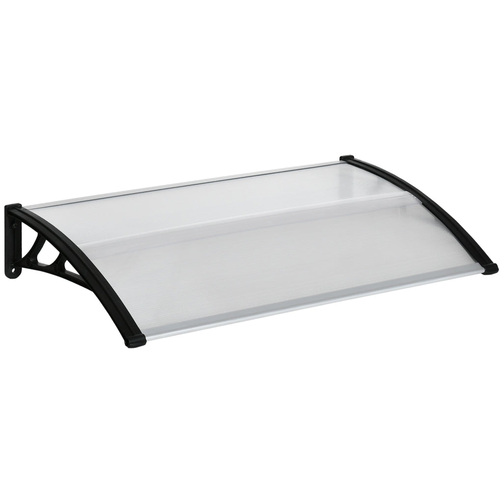 Easycomfort Pensilina da Esterno per Finestre e Porte, in Policarbonato e Alluminio, 110x60x18cm - Trasparente