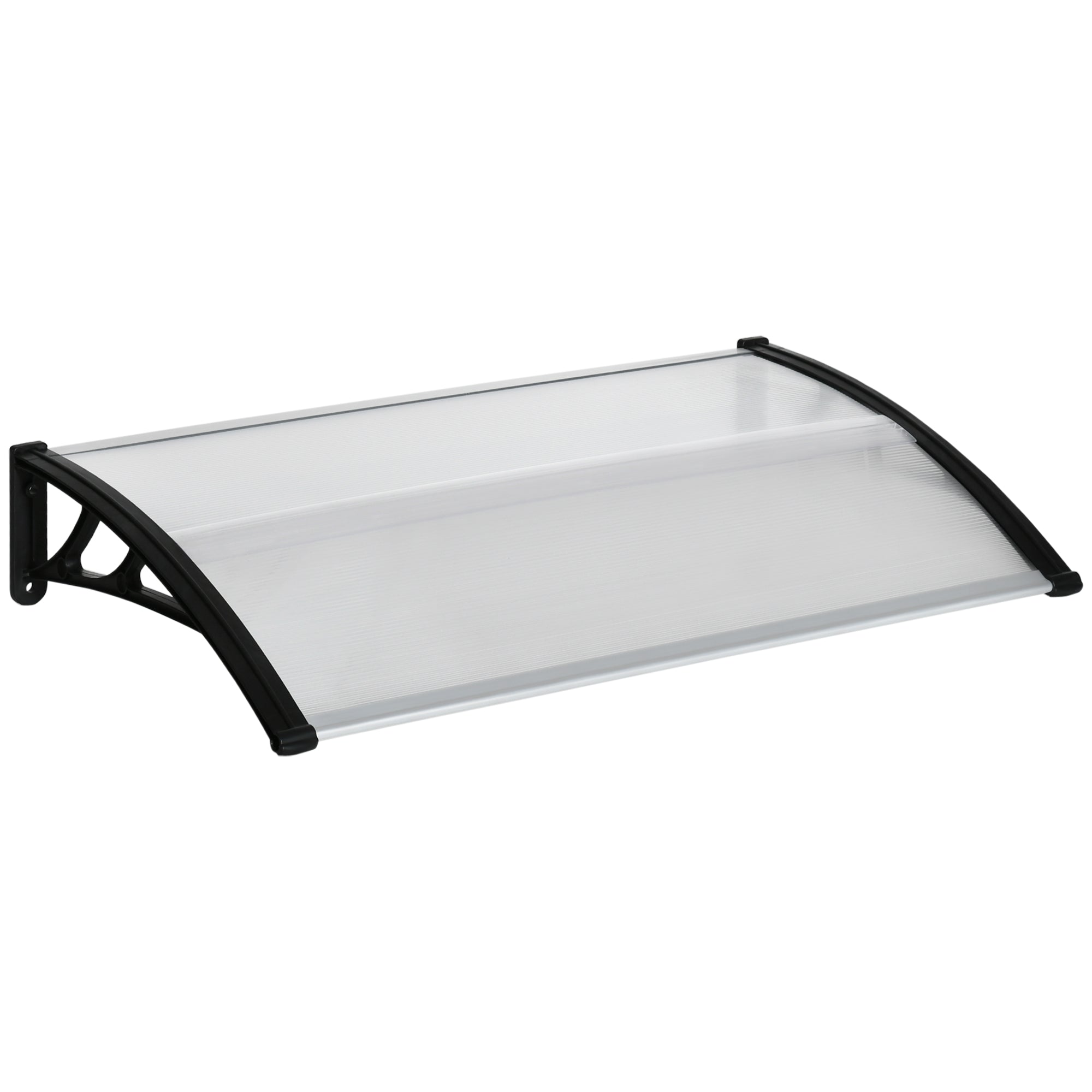 Easycomfort Pensilina da Esterno per Finestre e Porte, in Policarbonato e Alluminio, 110x60x18cm - Trasparente