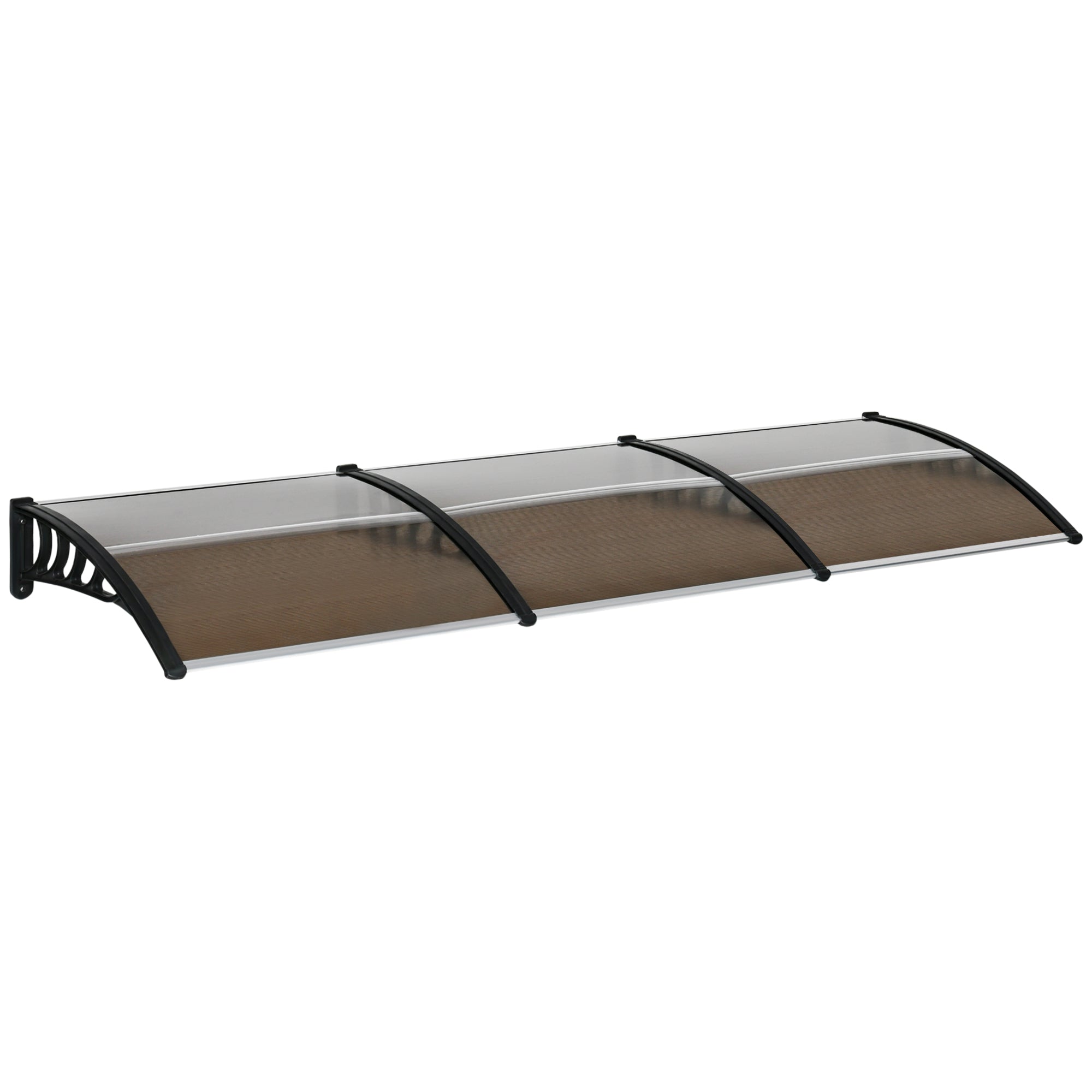Easycomfort Pensilina da Esterno per Finestre e Porte, in Policarbonato e Alluminio, 303x100x26cm - Marrone