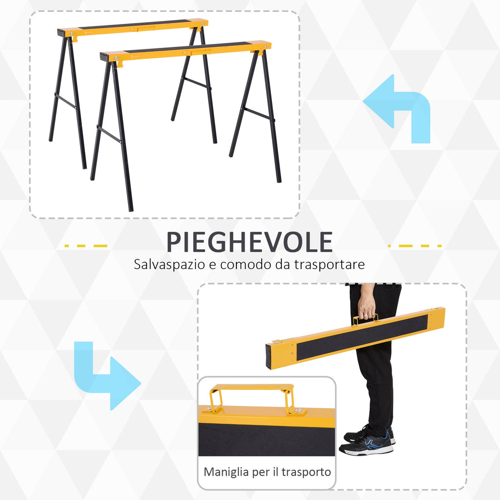 EASYCOMFORT Set of 2 Folding Steel Work Trestles Capacity 250kg