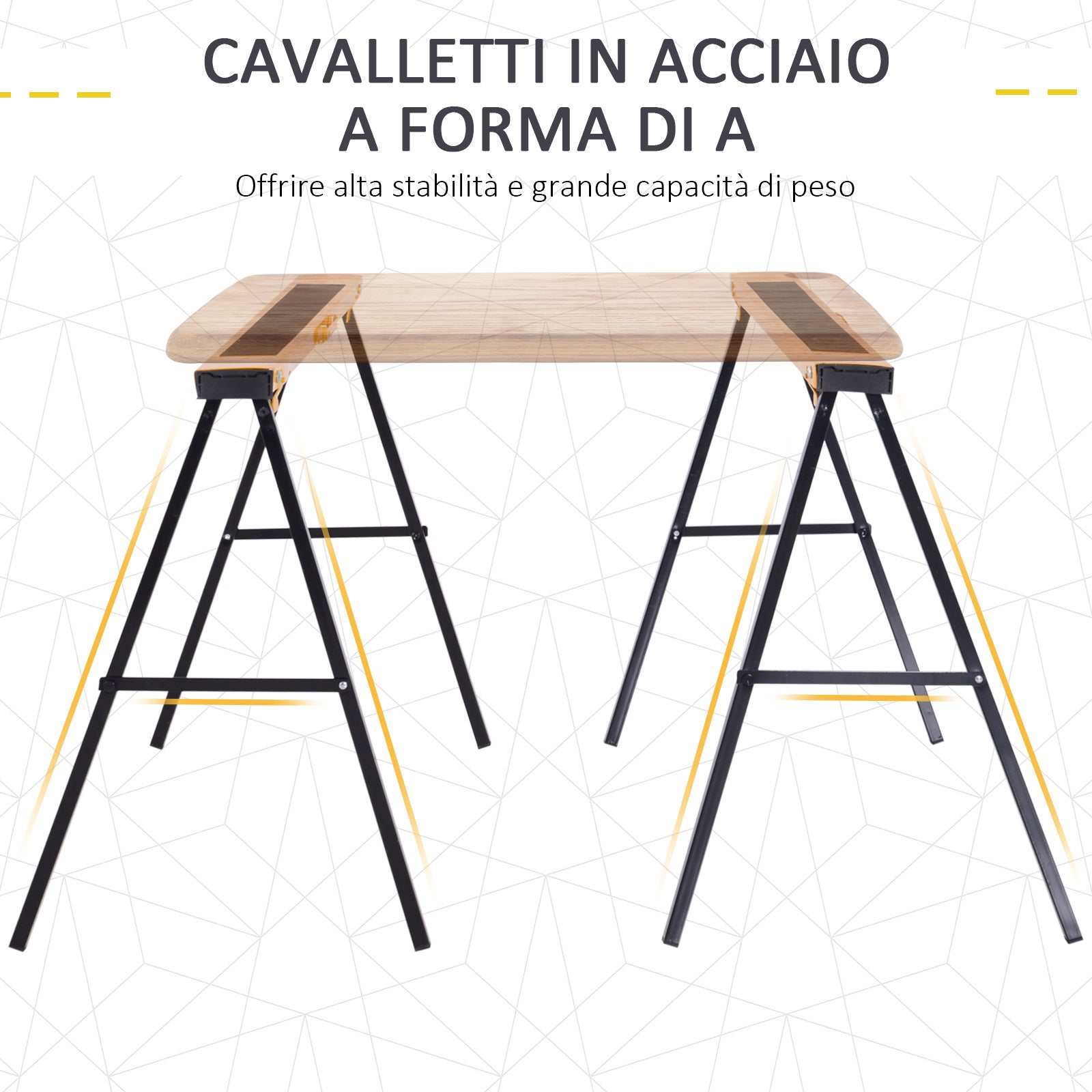EASYCOMFORT Set of 2 Folding Steel Work Trestles Capacity 250kg