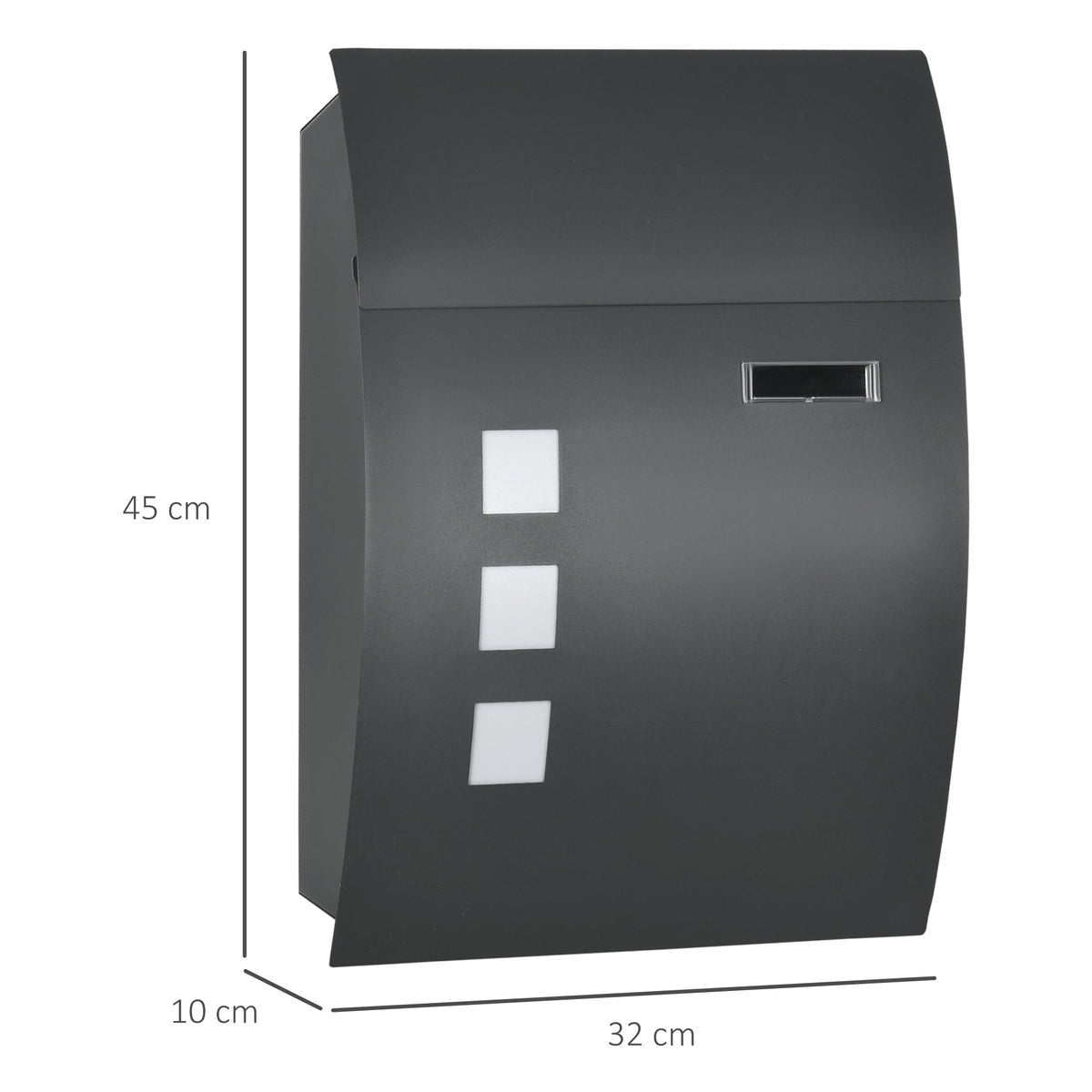 EasyComfort Ricurva brievenbus 45x10x32 cm, grijs
