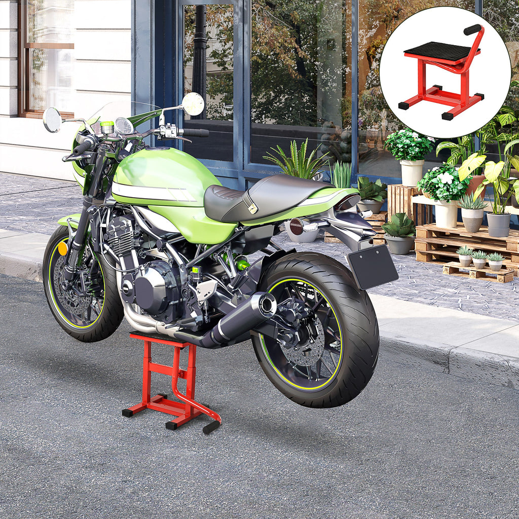 EASYCOMFORT Steel Motorbike Stand max 150kg with Rubber Surface and Crank, 48x34x43 cm, Red