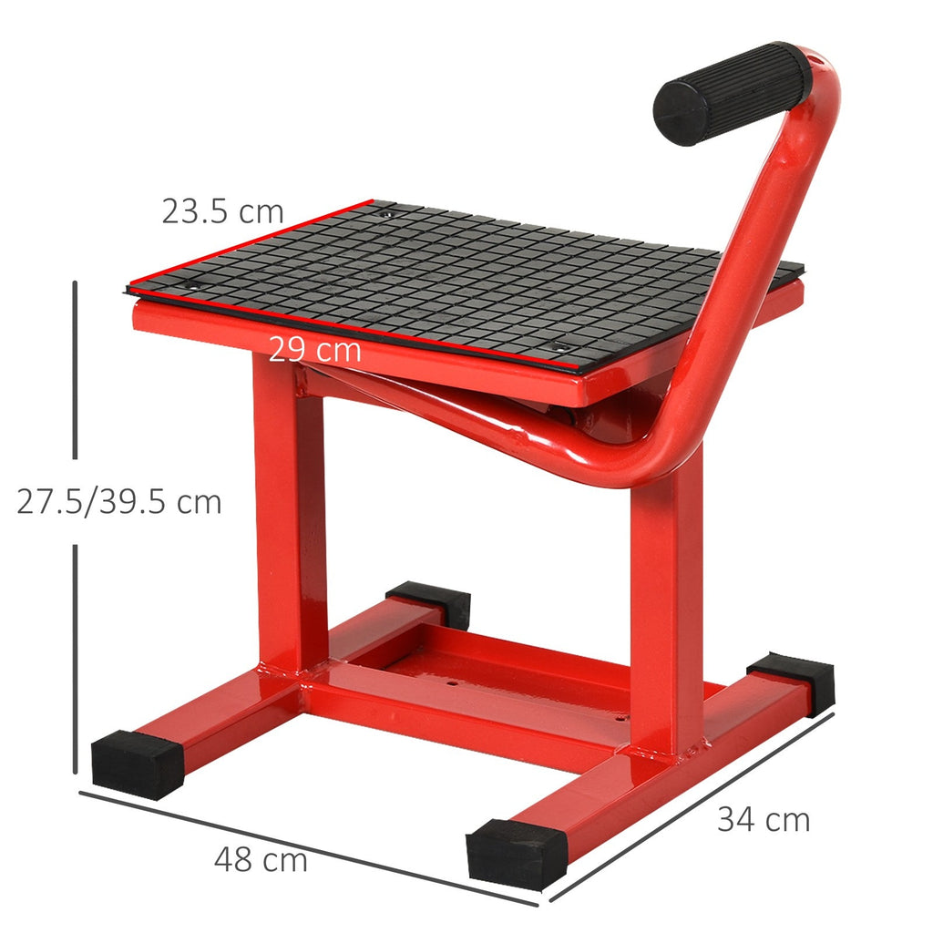 EASYCOMFORT Steel Motorbike Stand max 150kg with Rubber Surface and Crank, 48x34x43 cm, Red