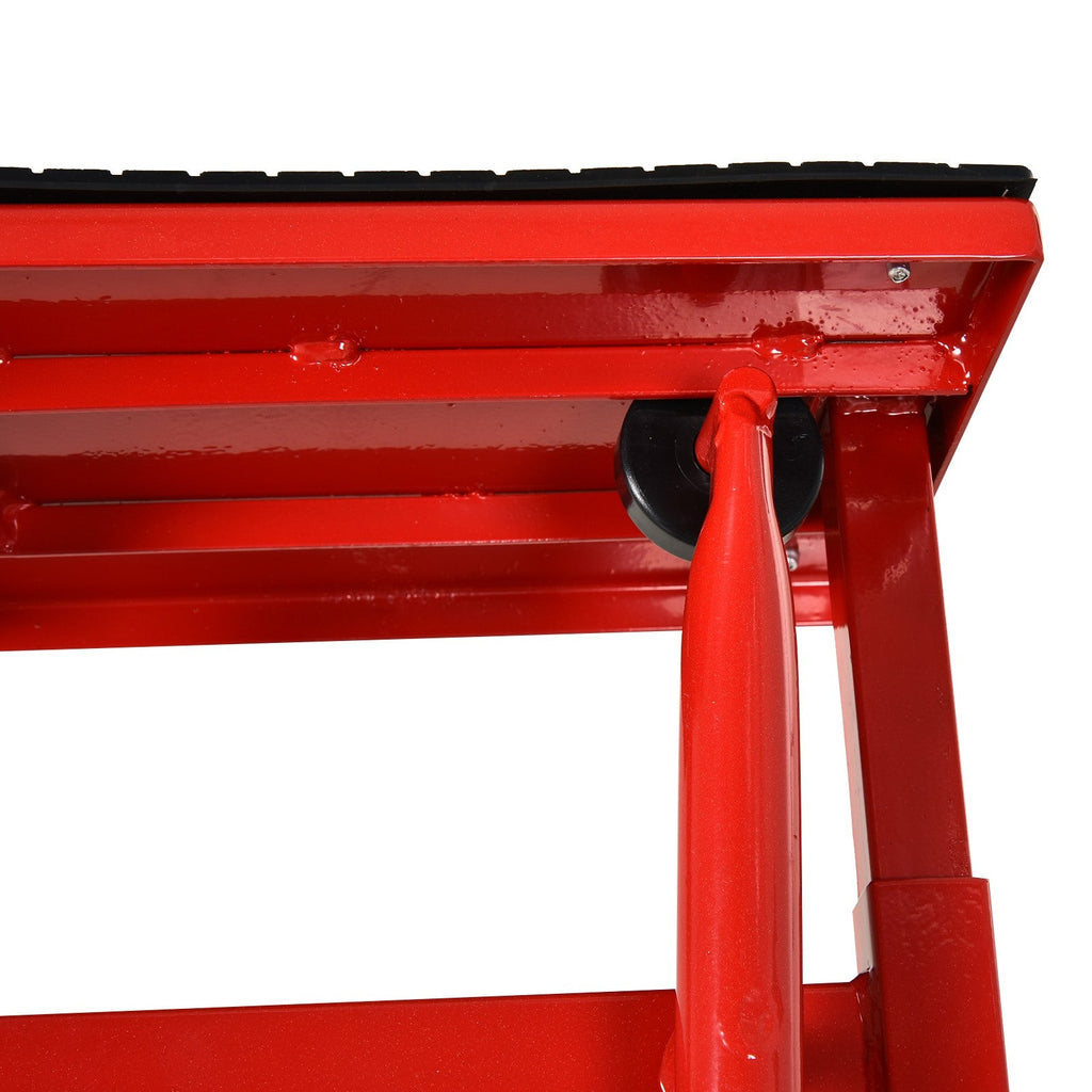 EASYCOMFORT Steel Motorbike Stand max 150kg with Rubber Surface and Crank, 48x34x43 cm, Red
