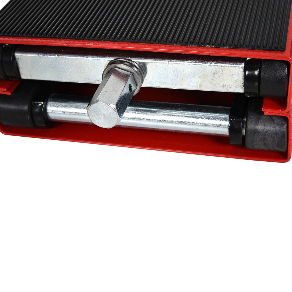EASYCOMFORT Motorbike Stand, Red and Black Steel Motorcycle Lift, Foldable and Non-Slip 41.5 x 23.5 x 10-37cm