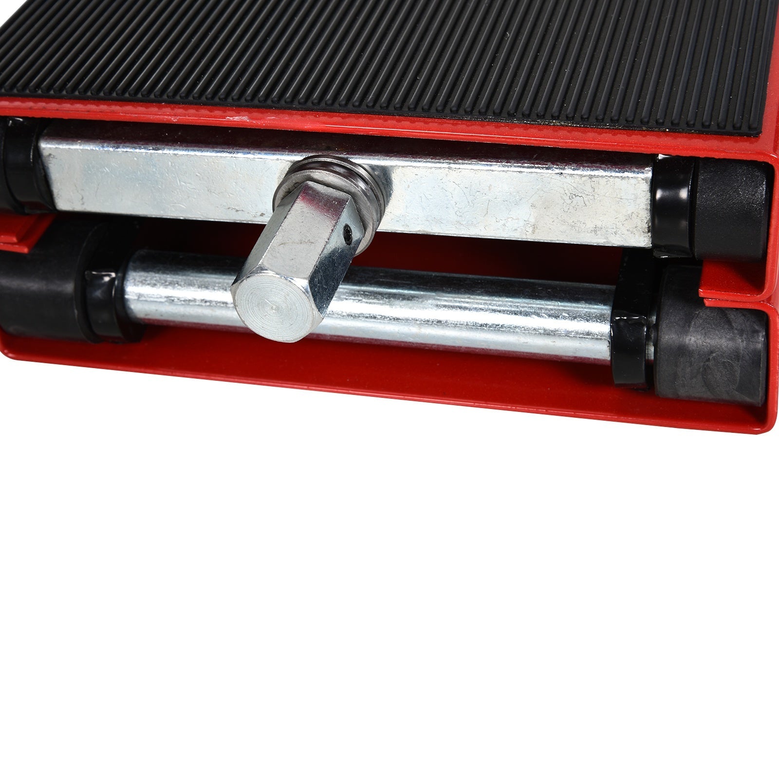 EASYCOMFORT Motorbike Stand, Red and Black Steel Motorcycle Lift, Foldable and Non-Slip 41.5 x 23.5 x 10-37cm