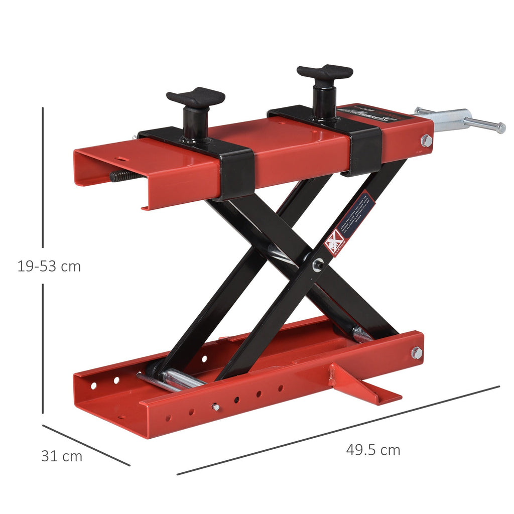 EASYCOMFORT Scissor Motorcycle Lift, Motorcycle Lift, Adjustable Central Motorcycle Stand up to 500kg in Red Metal