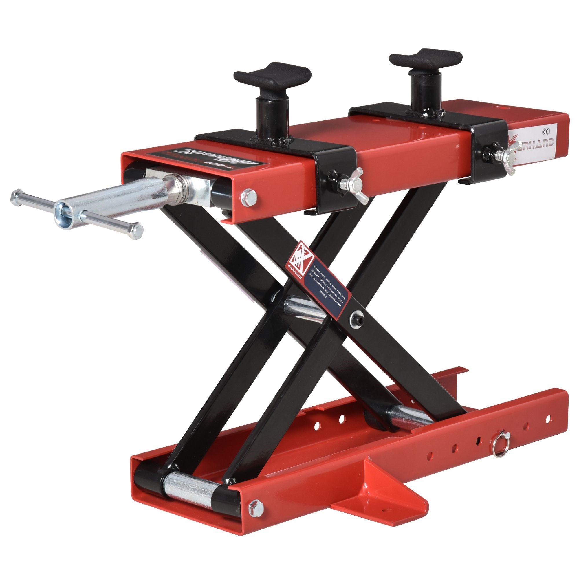 EASYCOMFORT Scissor Motorcycle Lift, Motorcycle Lift, Adjustable Central Motorcycle Stand up to 500kg in Red Metal