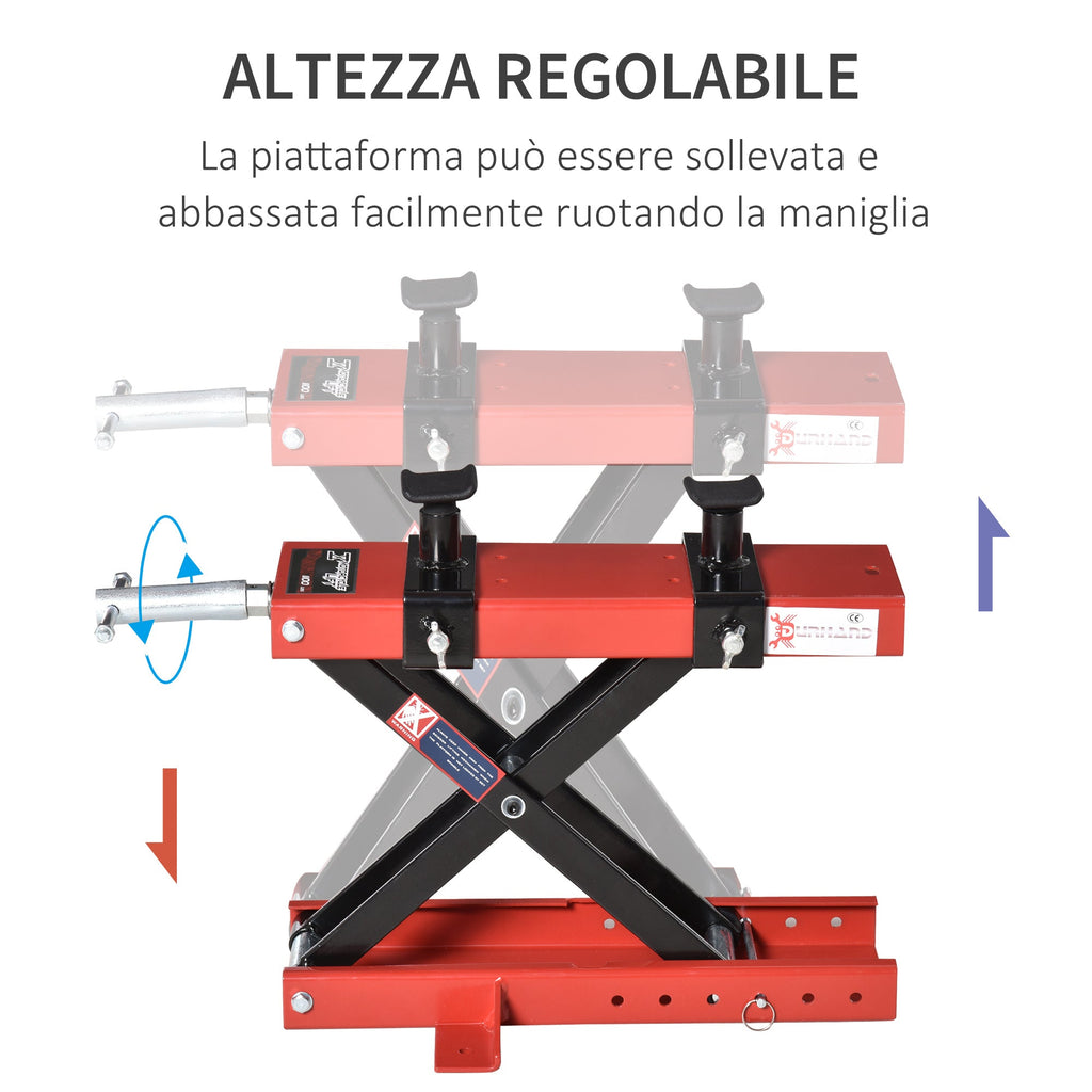 EASYCOMFORT Scissor Motorcycle Lift, Motorcycle Lift, Adjustable Central Motorcycle Stand up to 500kg in Red Metal