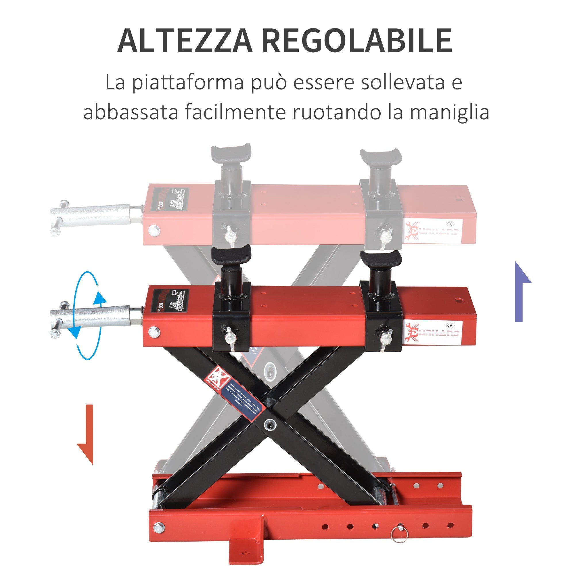 EASYCOMFORT Scissor Motorcycle Lift, Motorcycle Lift, Adjustable Central Motorcycle Stand up to 500kg in Red Metal