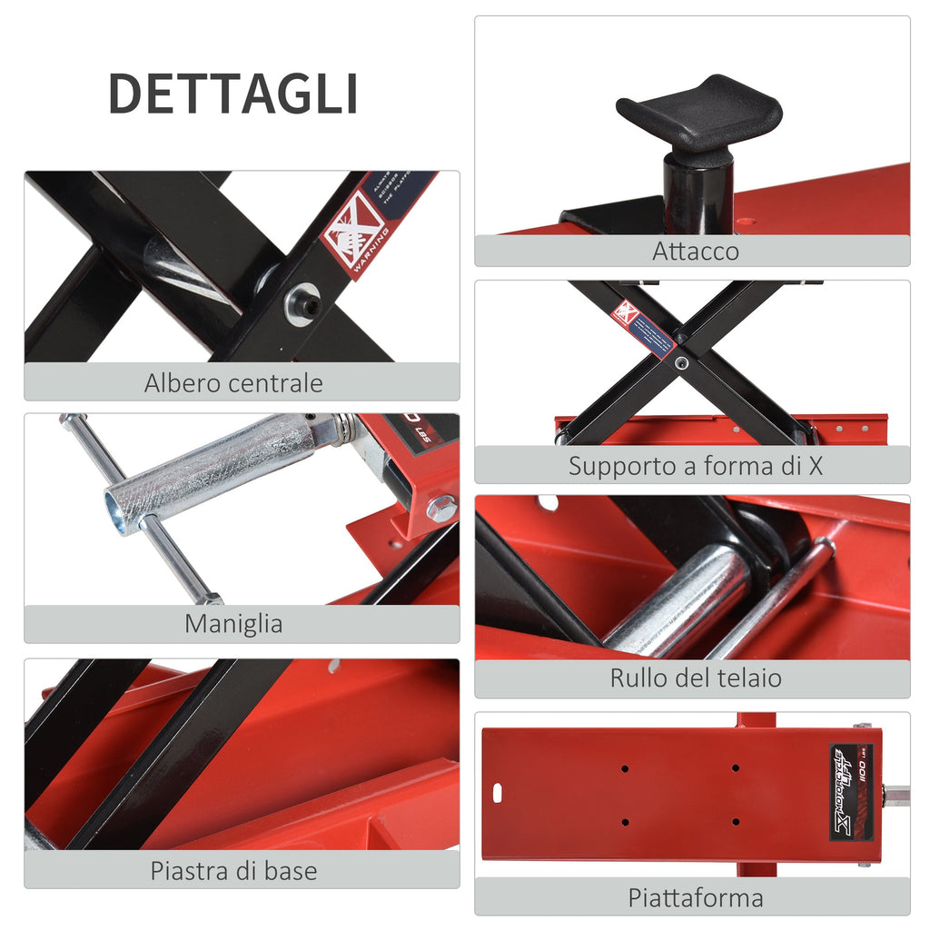 EASYCOMFORT Scissor Motorcycle Lift, Motorcycle Lift, Adjustable Central Motorcycle Stand up to 500kg in Red Metal