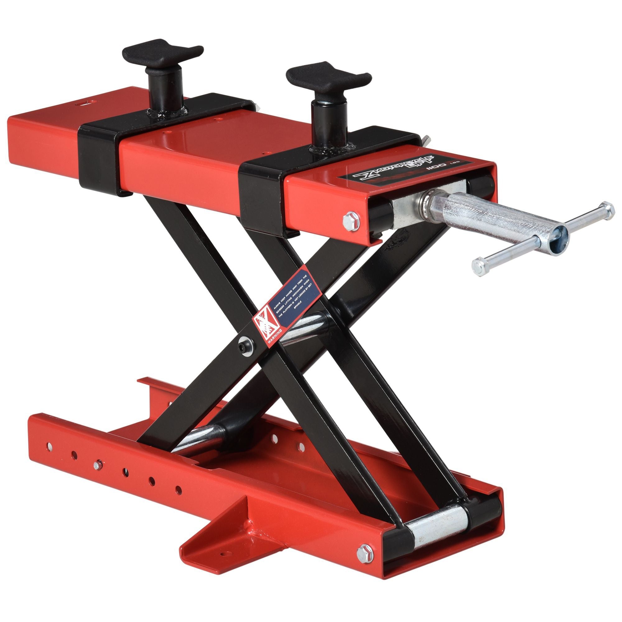 EASYCOMFORT Scissor Motorcycle Lift, Motorcycle Lift, Adjustable Central Motorcycle Stand up to 500kg in Red Metal