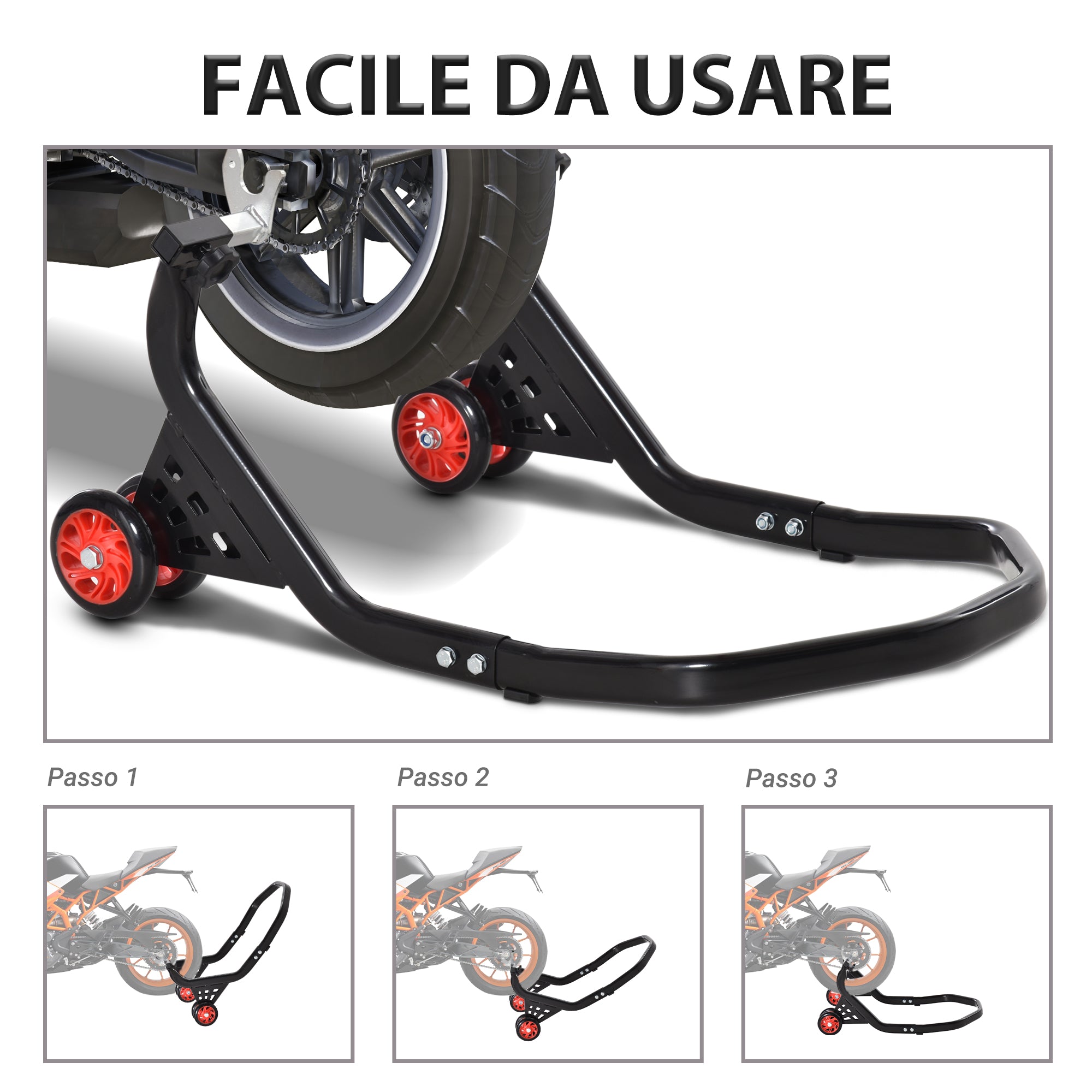 EASYCOMFORT Universal and Adjustable Rear Motorbike Stand Motorcycle Stand for Sport Motorcycles Up to 200kg Black