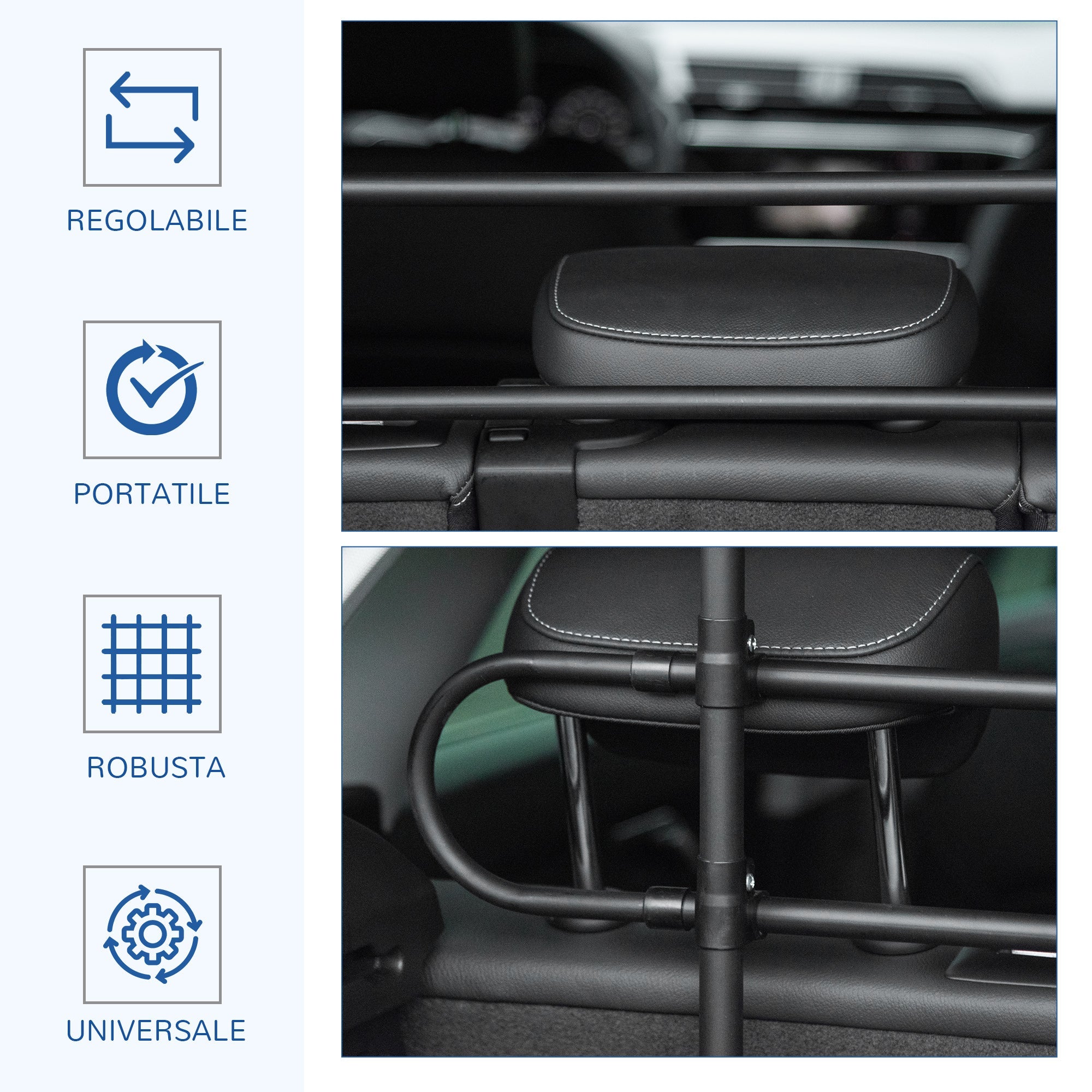 EASYCOMFORT Adjustable Protection Grille for Pets Suitable for Every Car Black