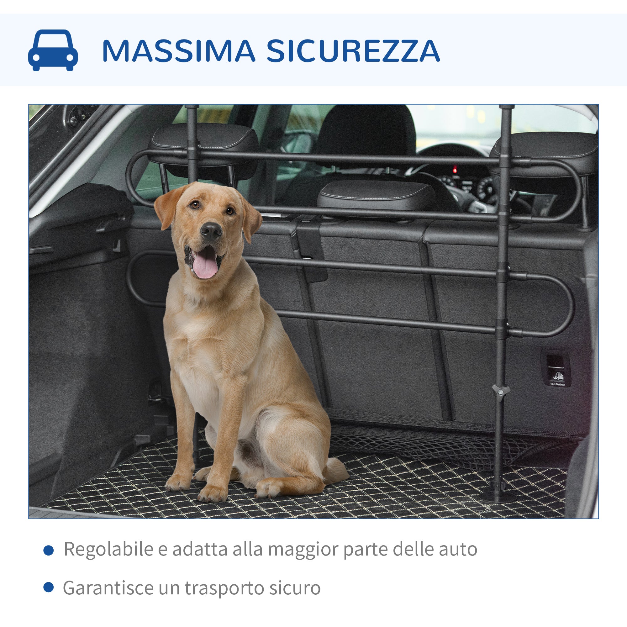 EASYCOMFORT Adjustable Protection Grille for Pets Suitable for Every Car Black