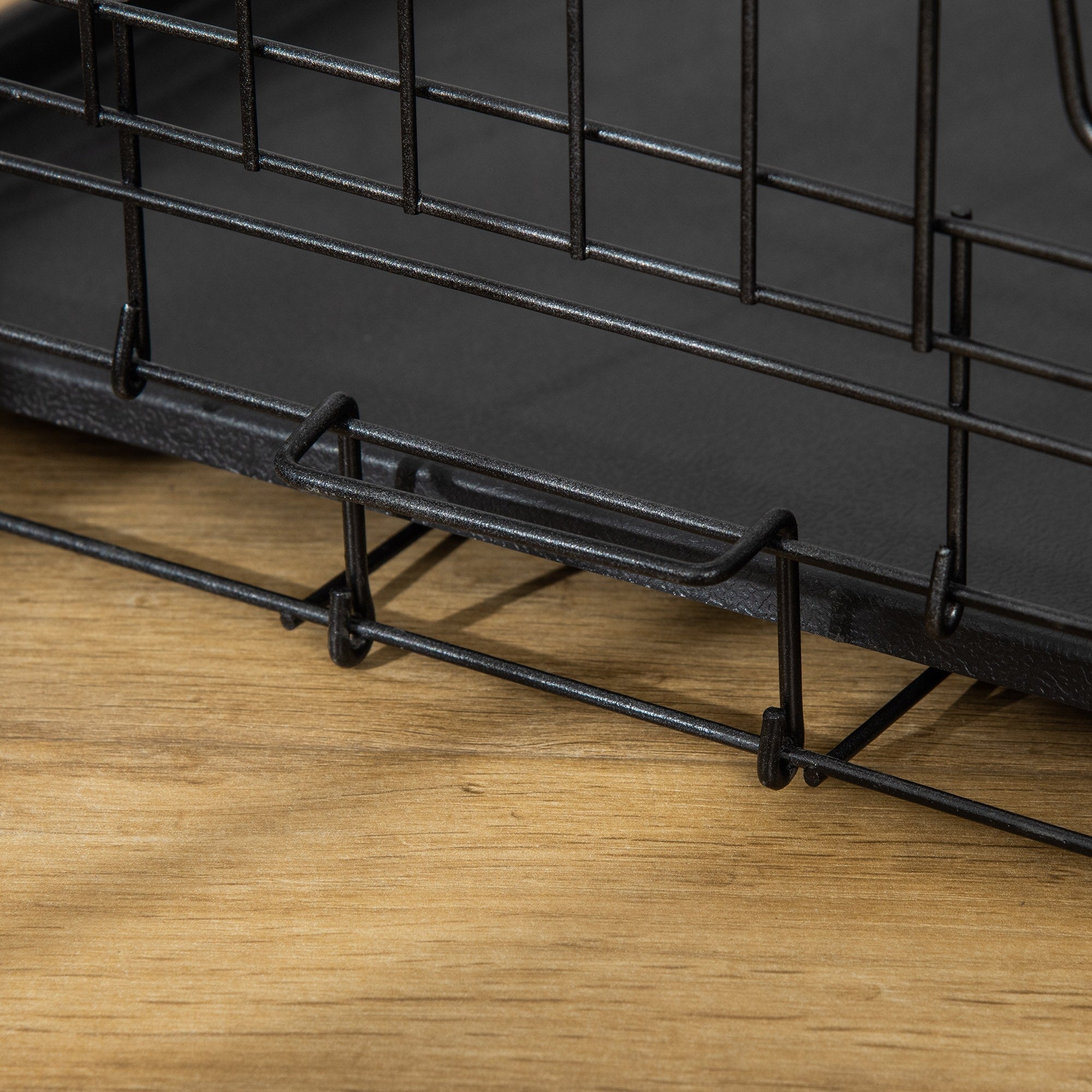 EASYCOMFORT Pet Cage Carrier for Dogs and Cats Foldable Steel Double Opening 76 × 46 × 52cm Black