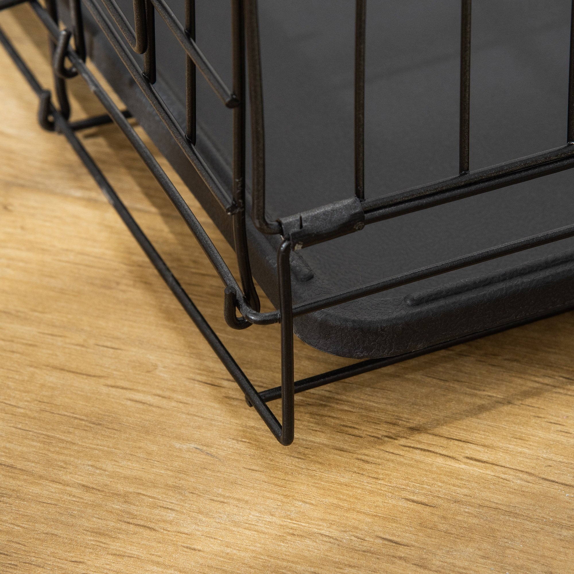 EASYCOMFORT Pet Cage Carrier for Dogs and Cats Foldable Steel Double Opening 76 × 46 × 52cm Black