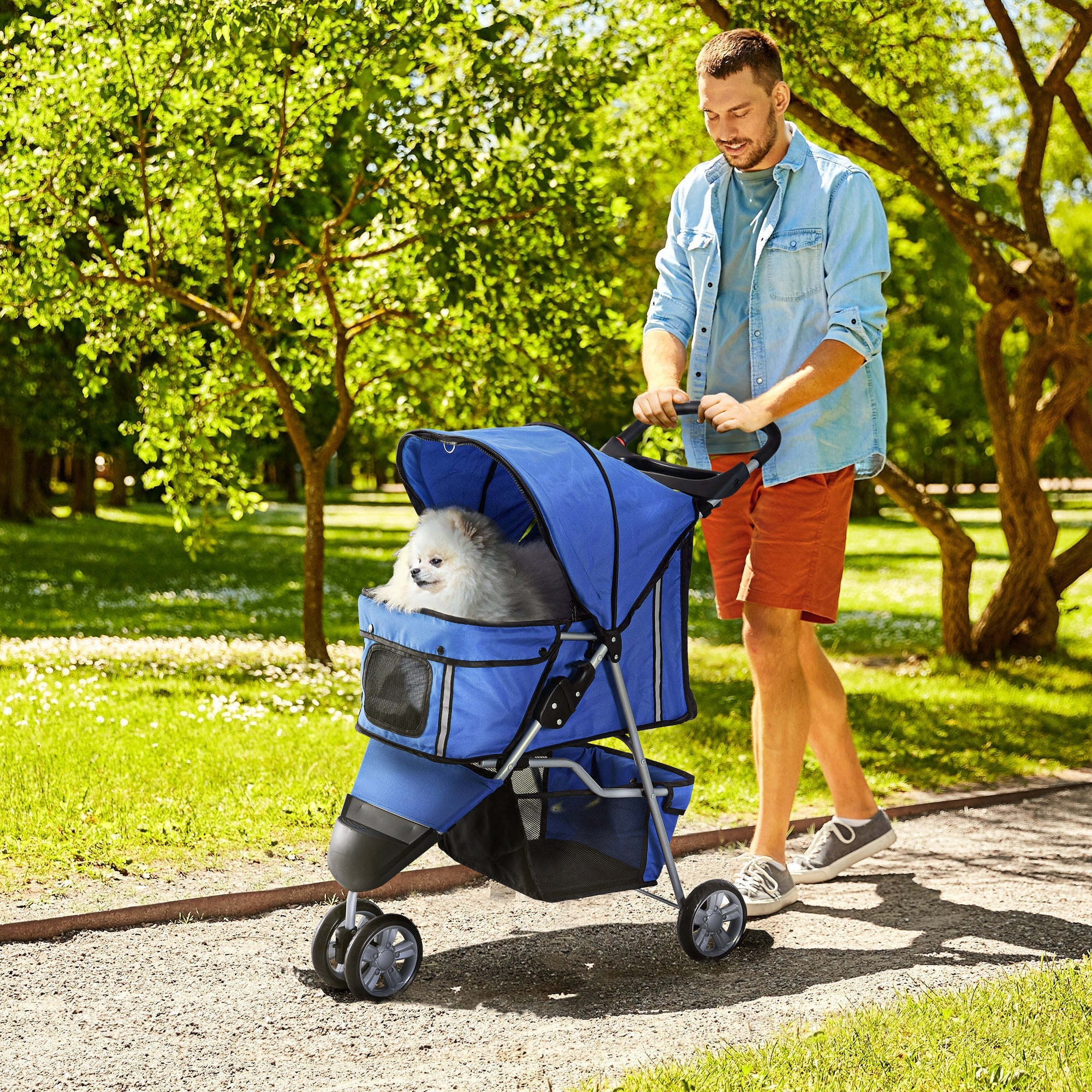 EasyComfort Dog Stroller 10 kg opvouwbare hondenwagen Blauw 75 x 45 x 97 cm