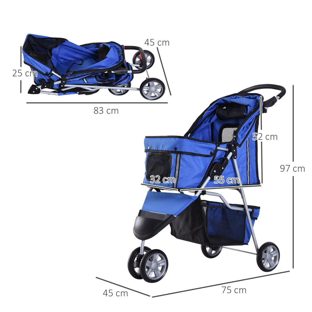 EasyComfort Dog Stroller 10 kg opvouwbare hondenwagen Blauw 75 x 45 x 97 cm