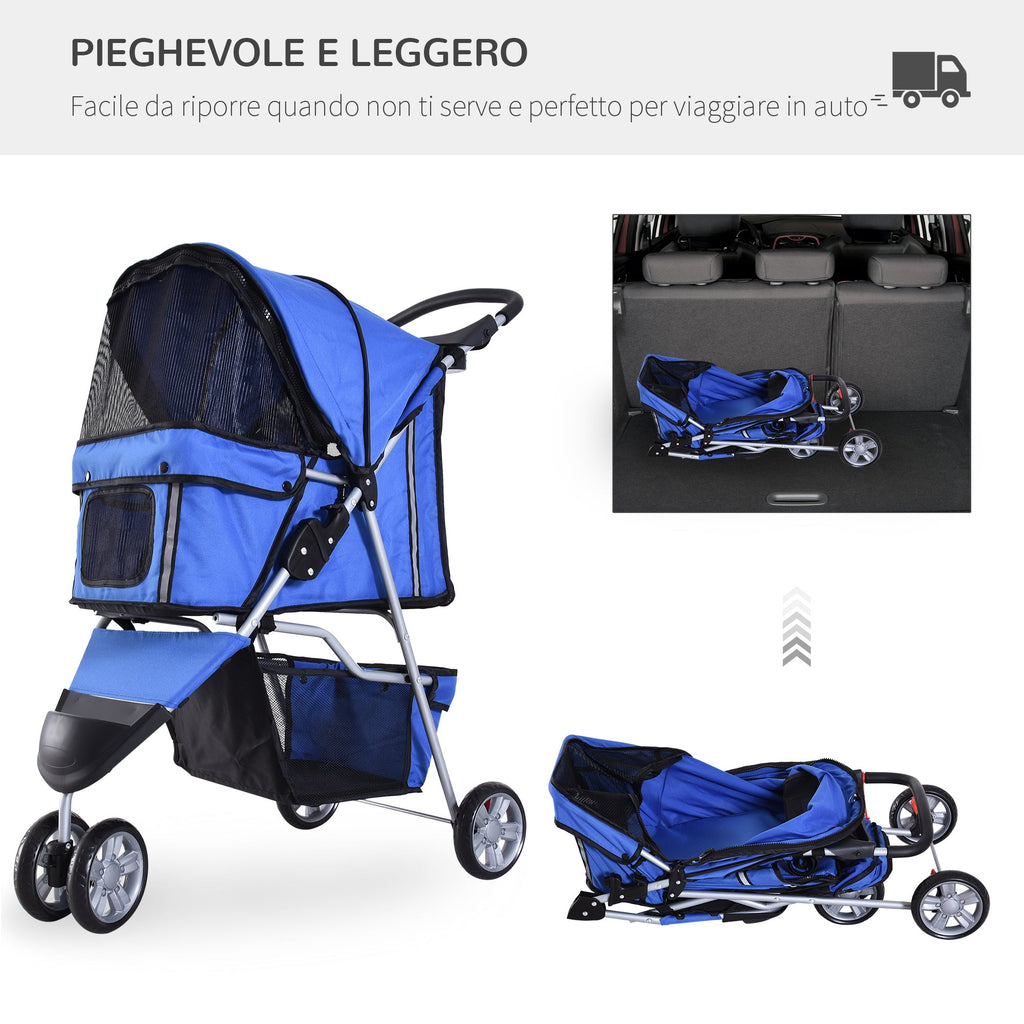 EasyComfort Dog Stroller 10 kg opvouwbare hondenwagen Blauw 75 x 45 x 97 cm