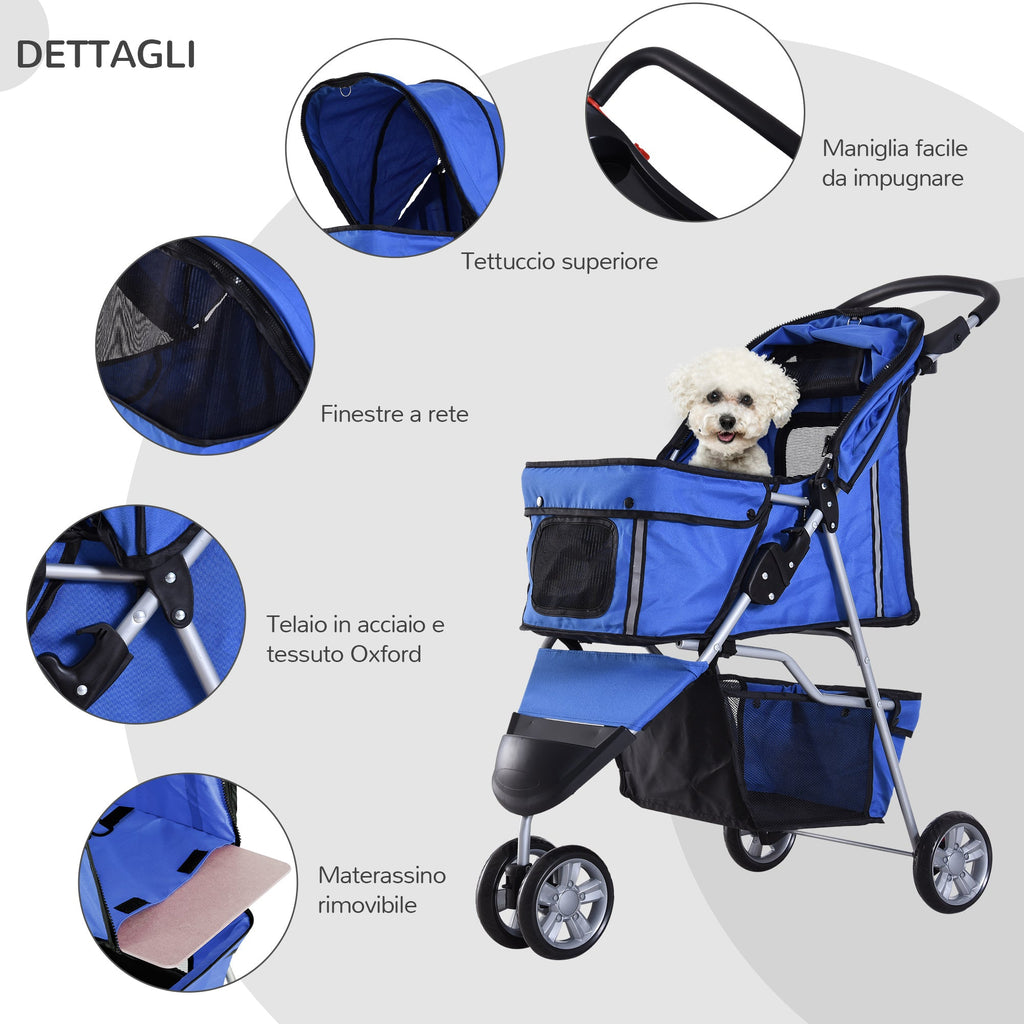 EasyComfort Dog Stroller 10 kg opvouwbare hondenwagen Blauw 75 x 45 x 97 cm