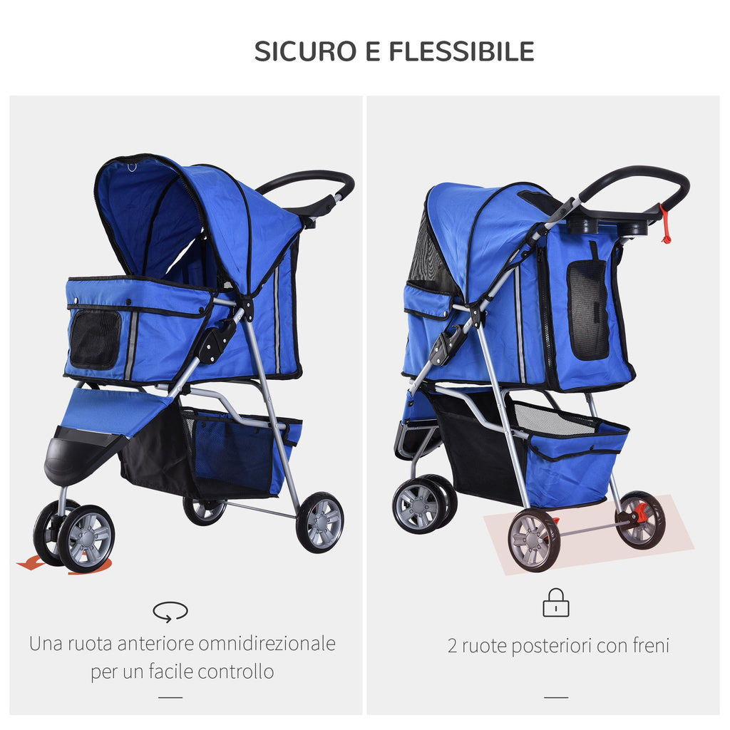 EasyComfort Dog Stroller 10 kg opvouwbare hondenwagen Blauw 75 x 45 x 97 cm