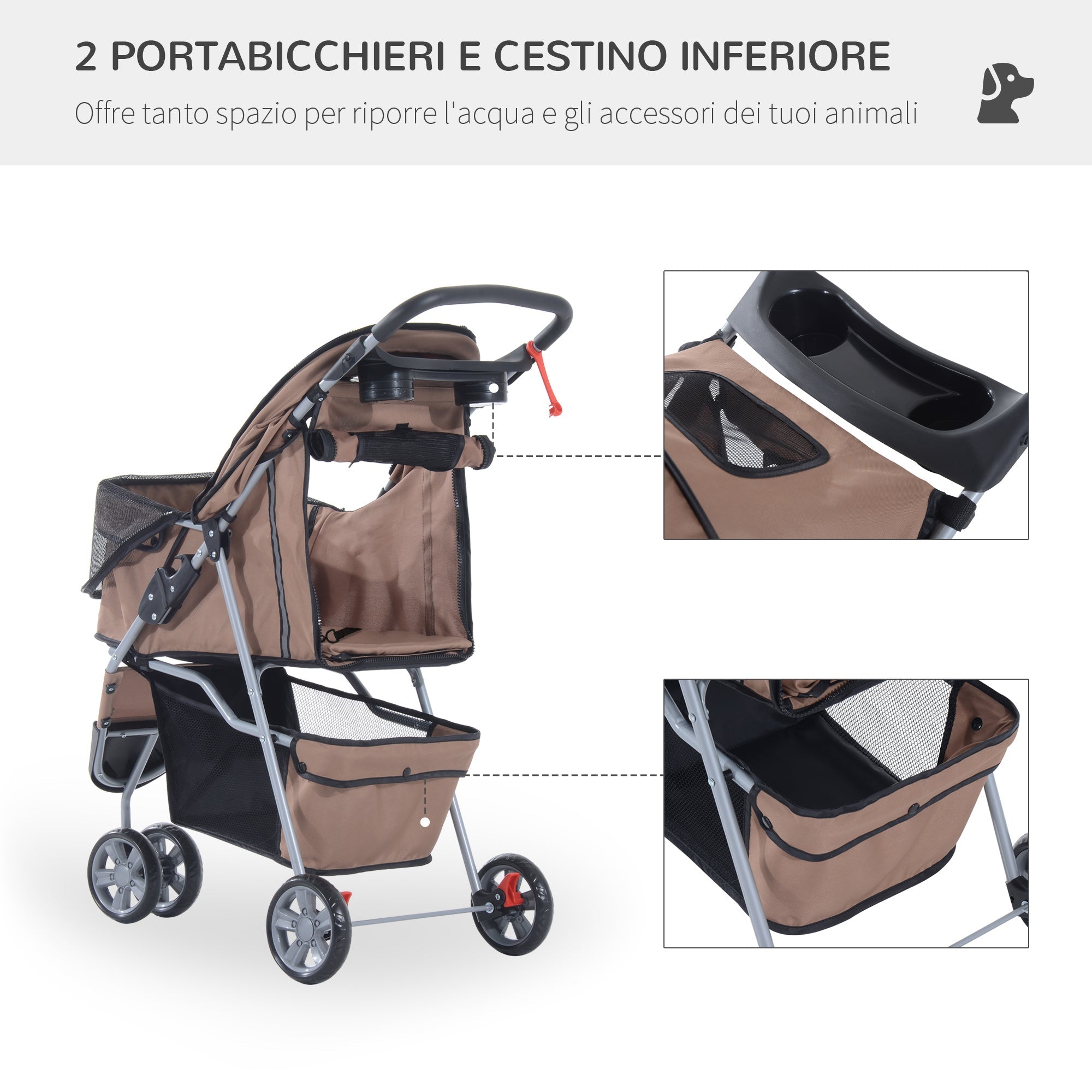 EasyComfort Hondenwagen vouwbaar 75 x 45 x 97cm, max. 10Kg