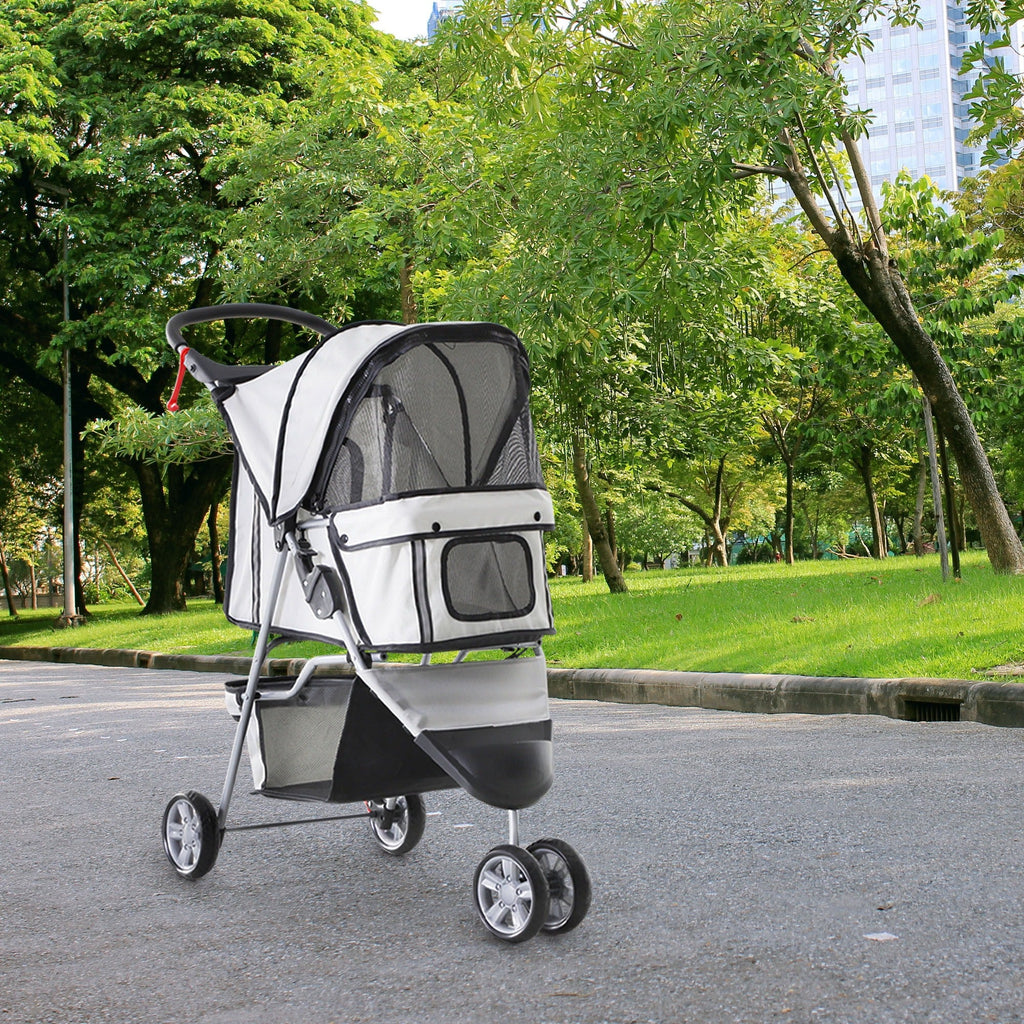 EASYCOMFORT Folding Dog Stroller Pet Trolley Cart Pram Gray 75 x 45 x 97cm