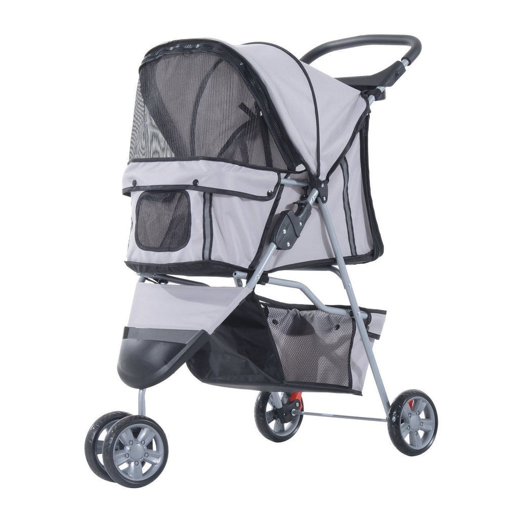 EASYCOMFORT Folding Dog Stroller Pet Trolley Cart Pram Gray 75 x 45 x 97cm