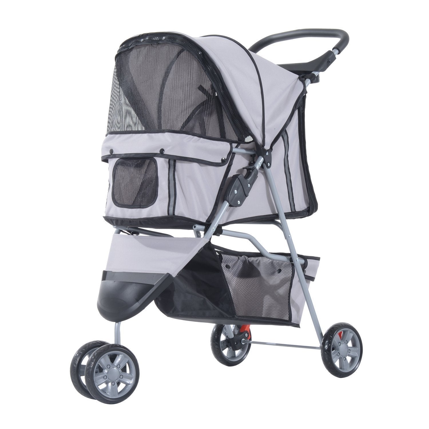 EASYCOMFORT Folding Dog Stroller Pet Trolley Cart Pram Gray 75 x 45 x 97cm