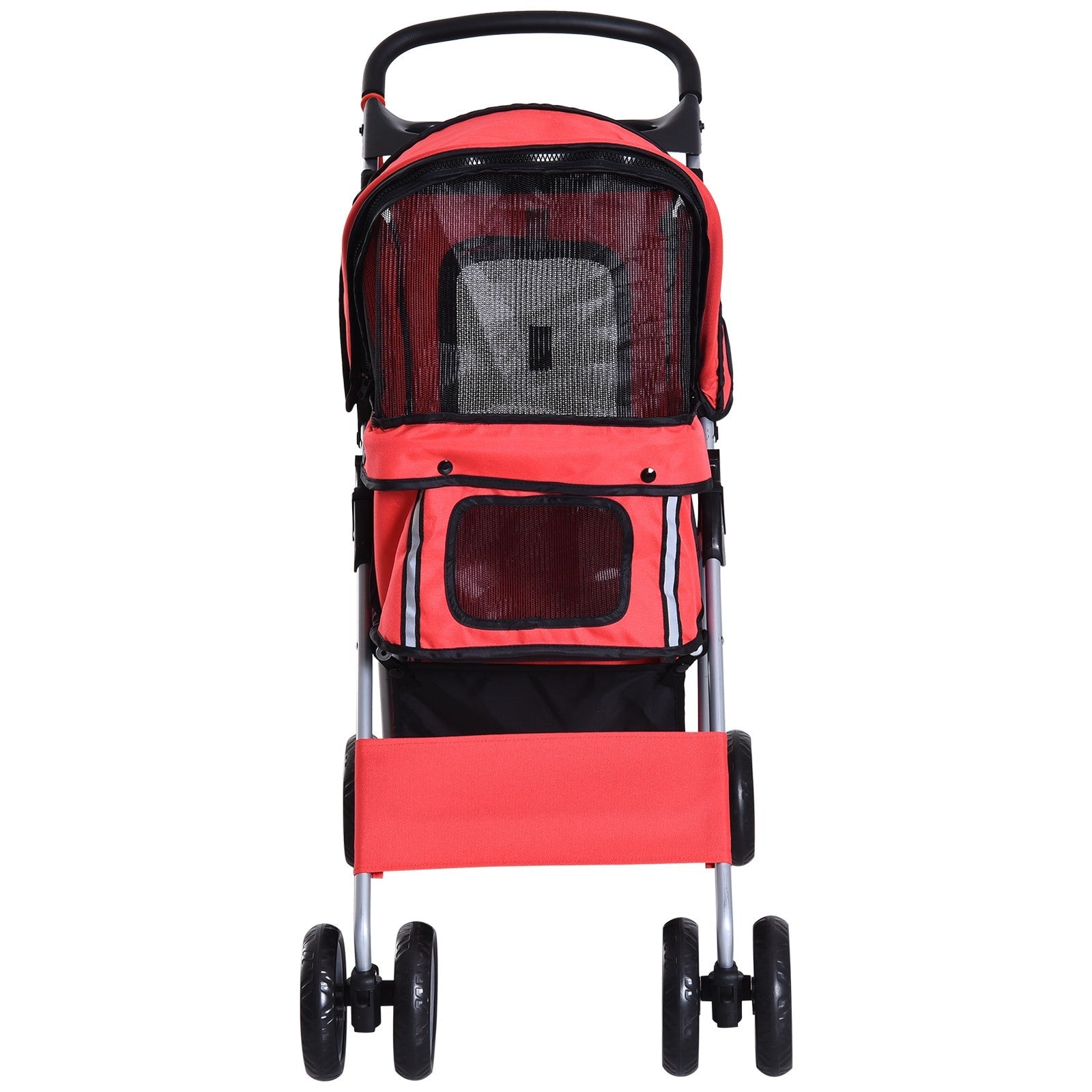 EASYCOMFORT Foldable Dog Stroller, Pet Trolley, Red, 75 x 45 x 97cm
