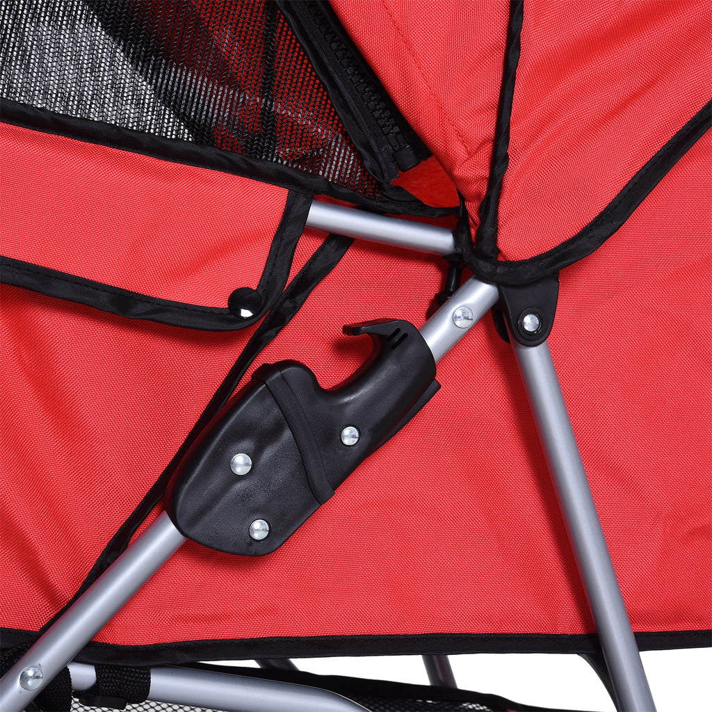 EASYCOMFORT Foldable Dog Stroller, Pet Trolley, Red, 75 x 45 x 97cm